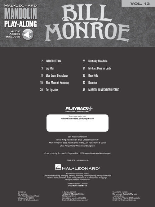 Bill Monroe Mandolin Play-Along Vol. 12