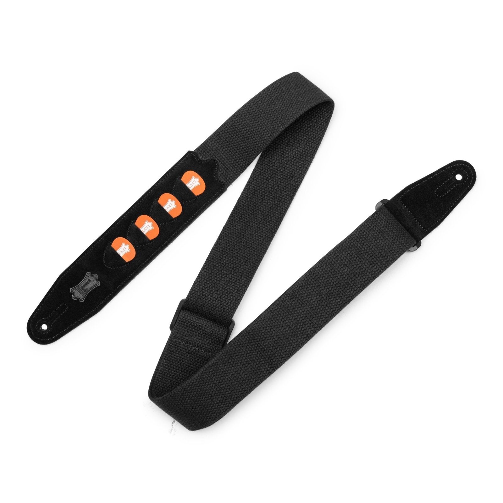 Levy's 2" Cotton Pick Holder Guitar strap - Black (MC2PH-BLK)