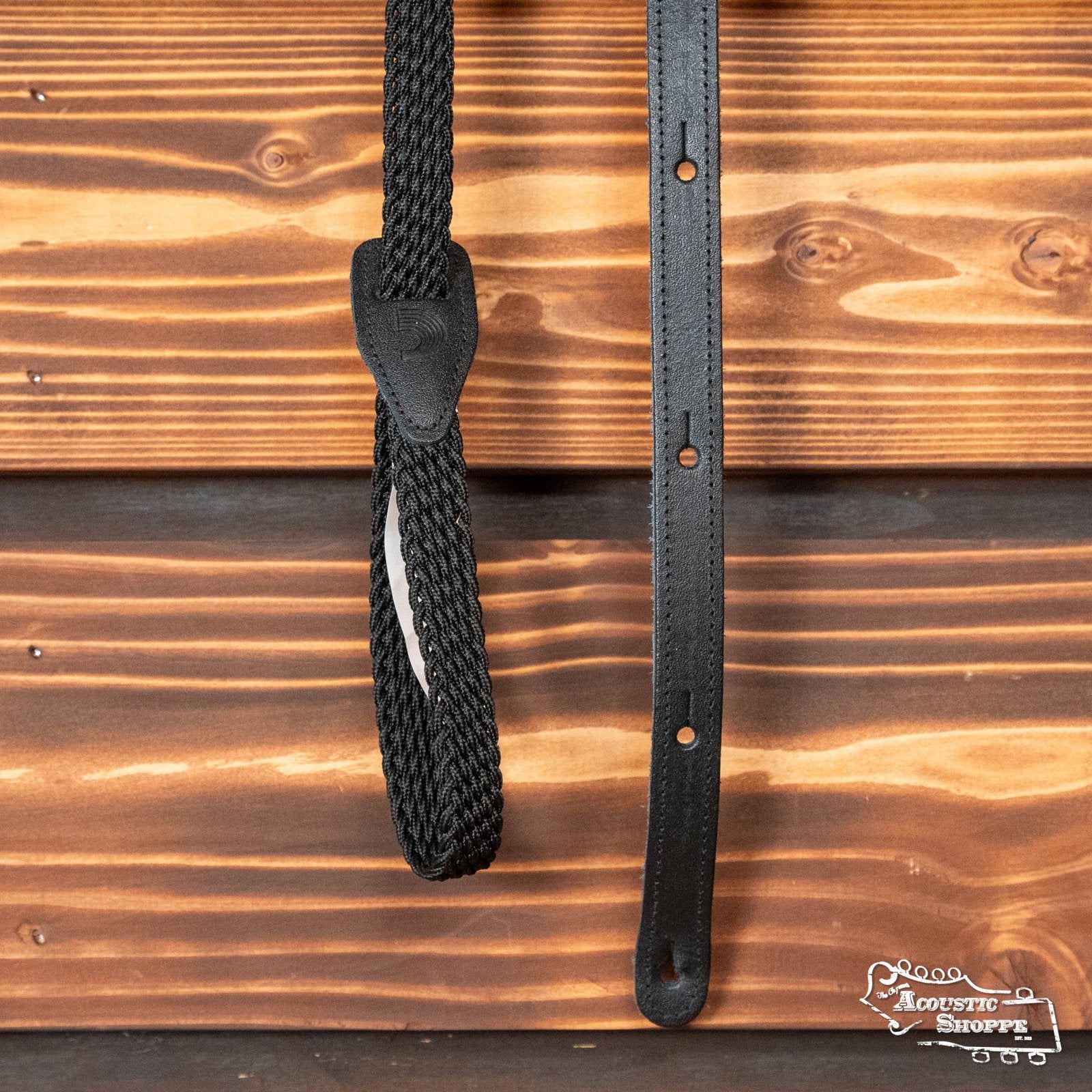 D'Addario 10MB01 Braided Leather 1" Mandolin Strap - Black