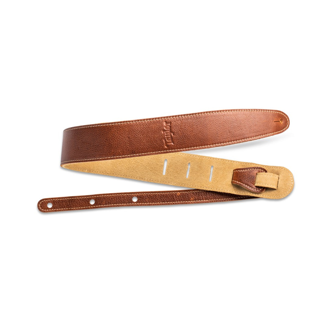 Taylor 2.5" Leather Guitar Strap, Suede Back, Medium Brown