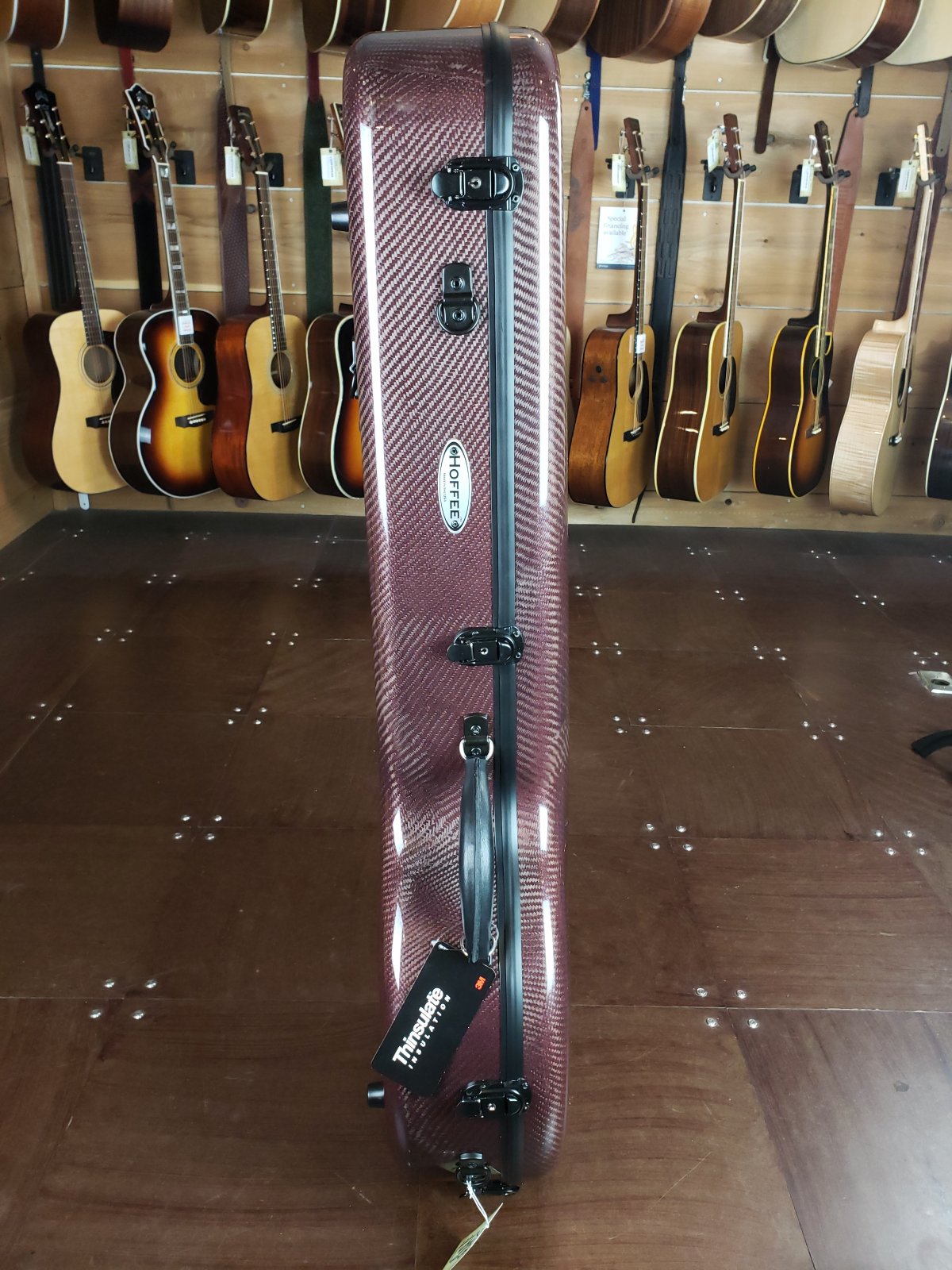 Hoffee Deluxe Carbon Fiber Banjo Case with Thinsulate Deep Red w/ Gold Interior