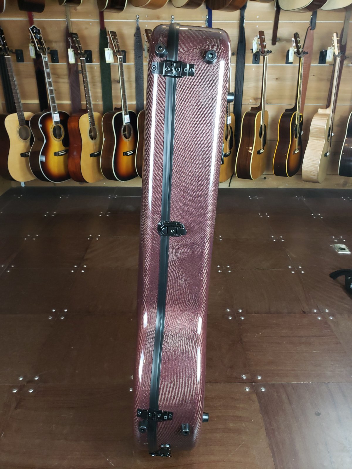 Hoffee Deluxe Carbon Fiber Banjo Case with Thinsulate Deep Red w/ Gold Interior