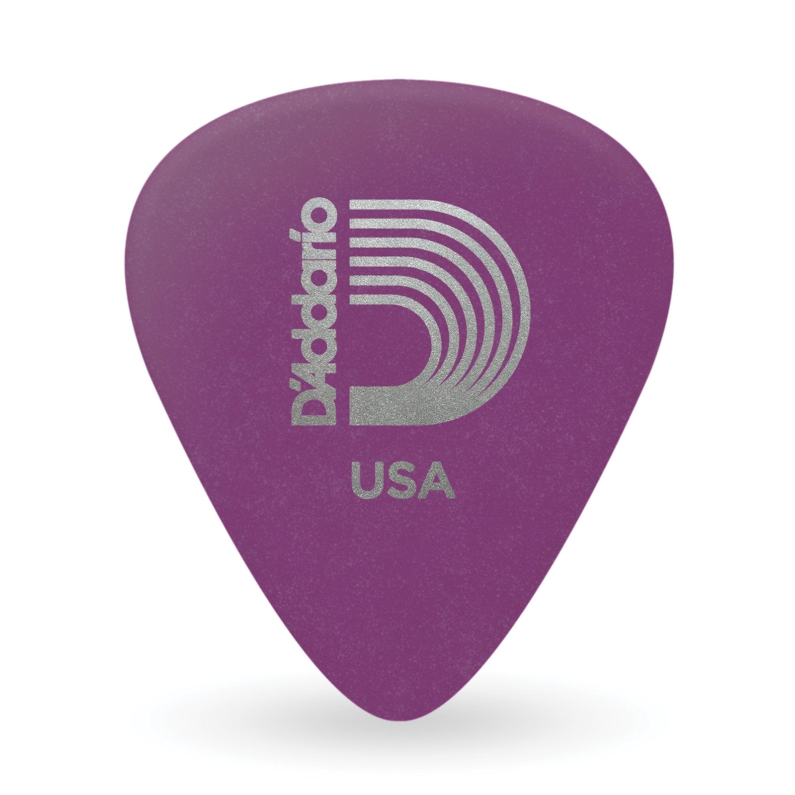 The DAddario Duralin Flatpicks 10 pk features purple extra heavy picks with the D’Addario logo and USA in white, offering durability and a crisp tone for serious players.