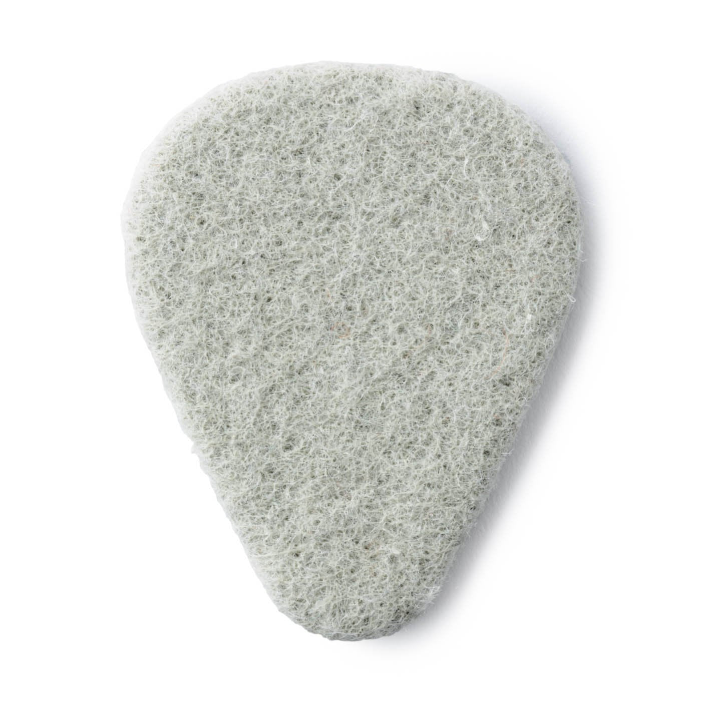 The Dunlop 8012 Felt Pick Standard is a grey, teardrop-shaped pick with a rough, porous texture, shown on a white background.