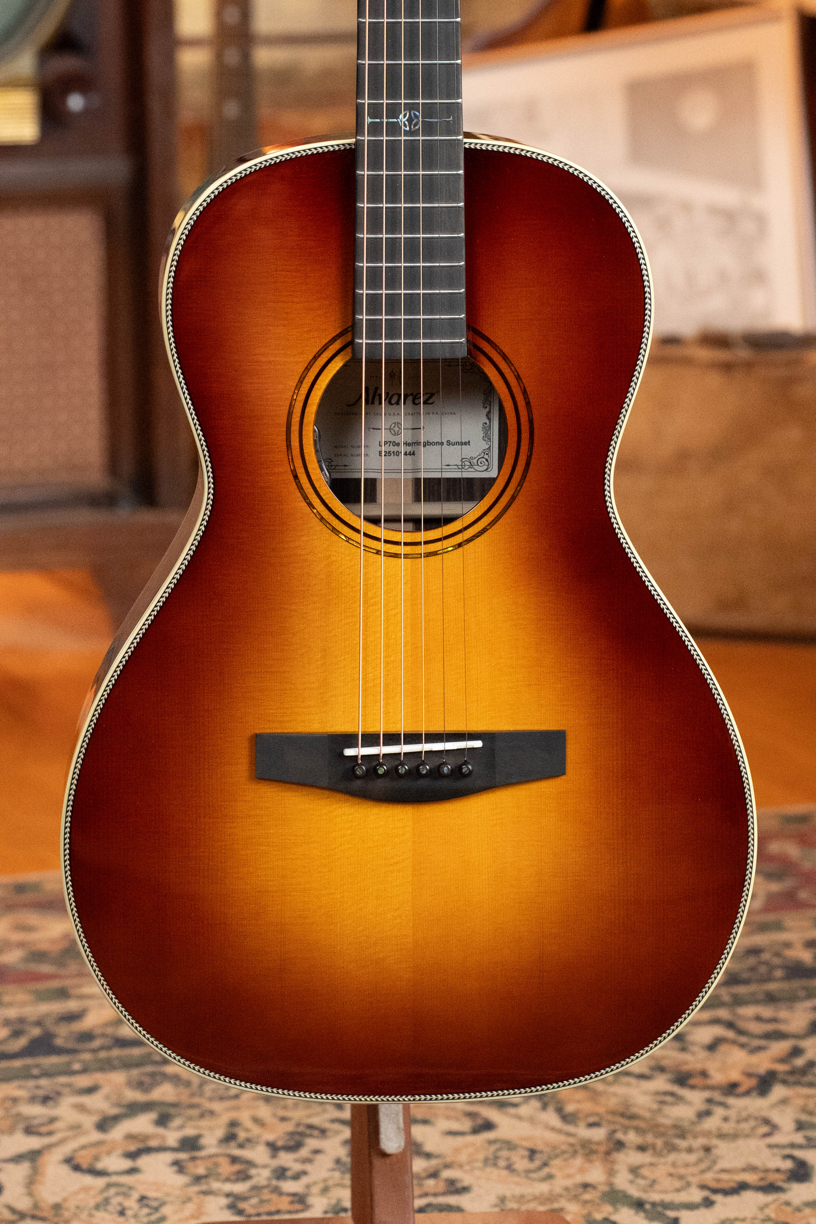 Alvarez Laureate LP70e Herringbone Sunset Sitka/East Indian Rosewood Parlor Guitar w/LR Baggs HiFi Pickup #1444