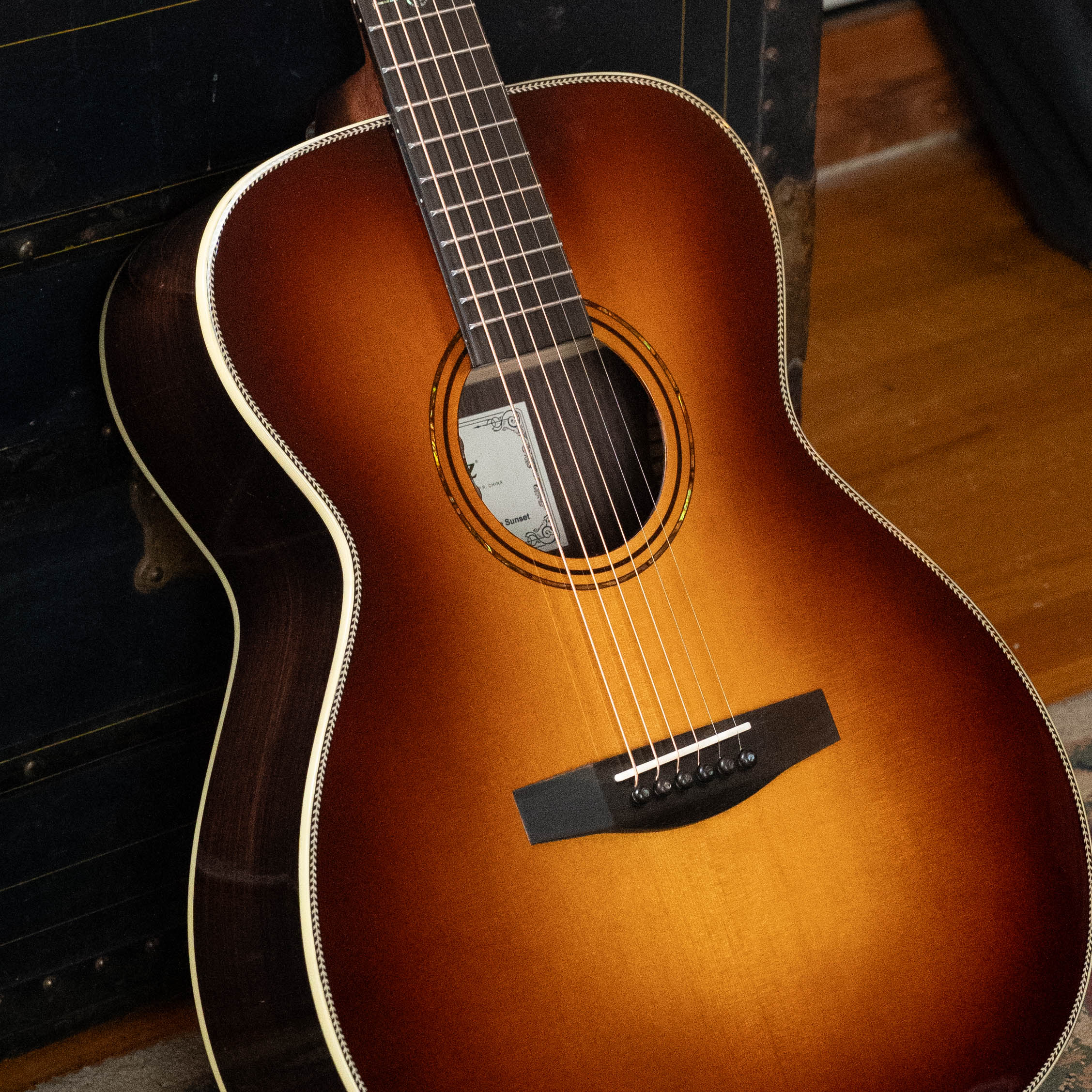 Alvarez Laureate Series LF70e Herringbone Sitka/Rosewood Sunset OM Guitar w/LR Baggs Hifi Pickup #2884