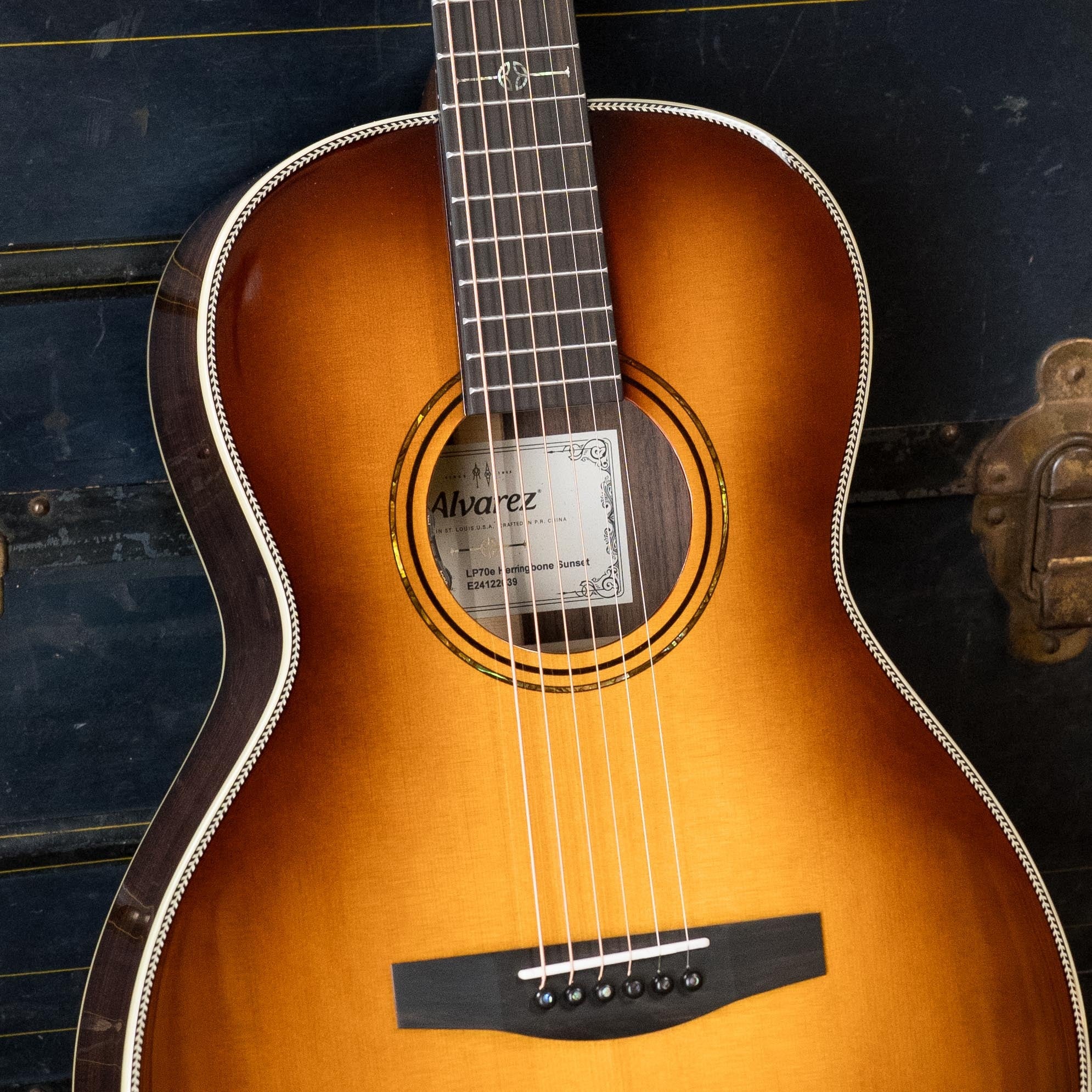 Alvarez Laureate LP70e Herringbone Sunset Sitka/East Indian Rosewood Parlor Guitar w/LR Baggs HiFi Pickup #2039