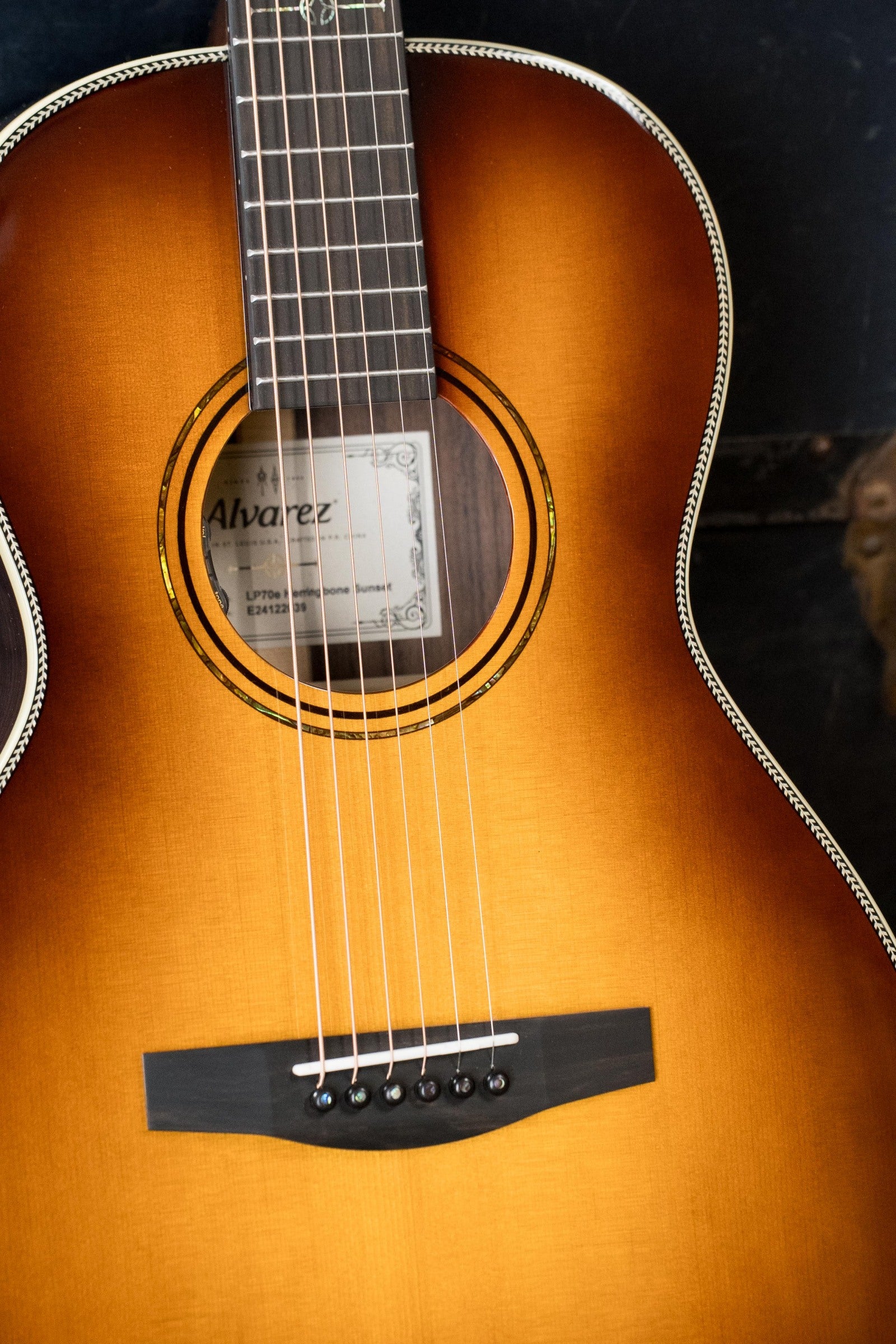 Alvarez Laureate LP70e Herringbone Sunset Sitka/East Indian Rosewood Parlor Guitar w/LR Baggs HiFi Pickup #2039