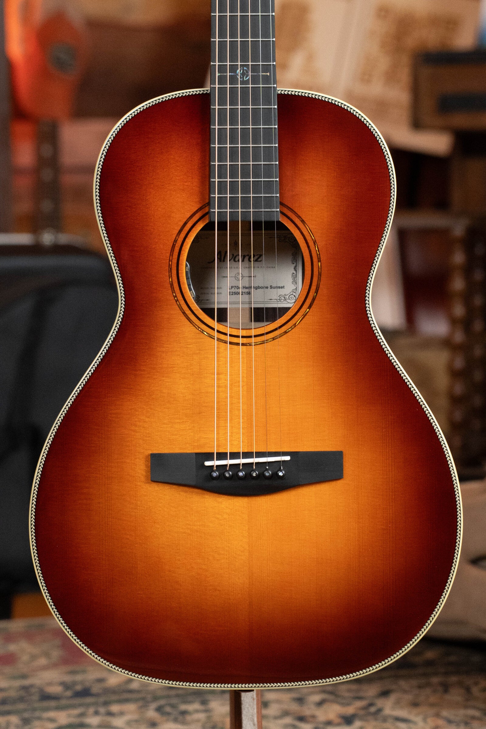 Alvarez Laureate LP70e Herringbone Sunset Sitka/East Indian Rosewood Parlor Guitar w/LR Baggs HiFi Pickup #2156