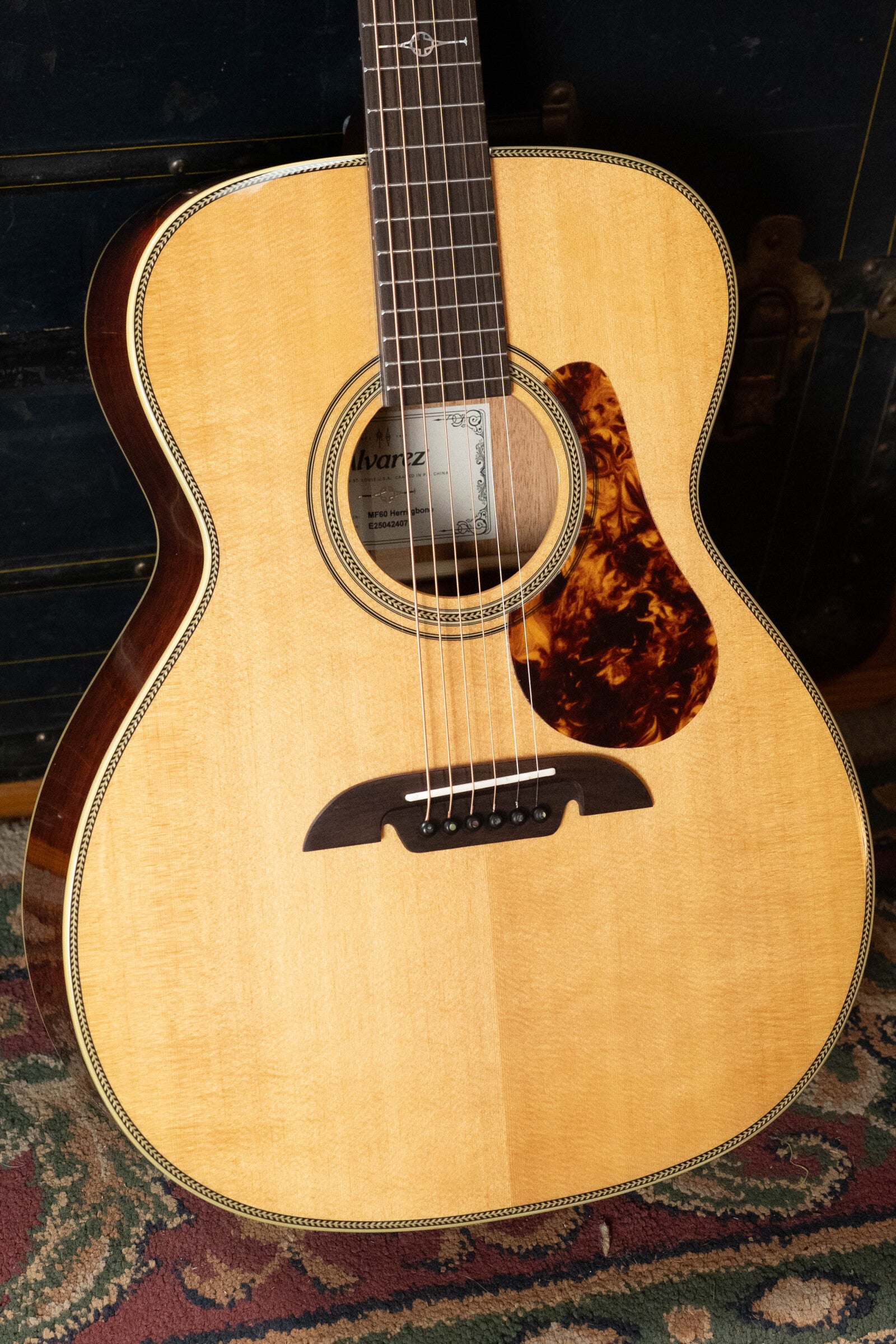 Alvarez Masterworks Series MF60 Herringbone Sitka/African Mahogany Orchestra Model Acoustic Guitar #2407
