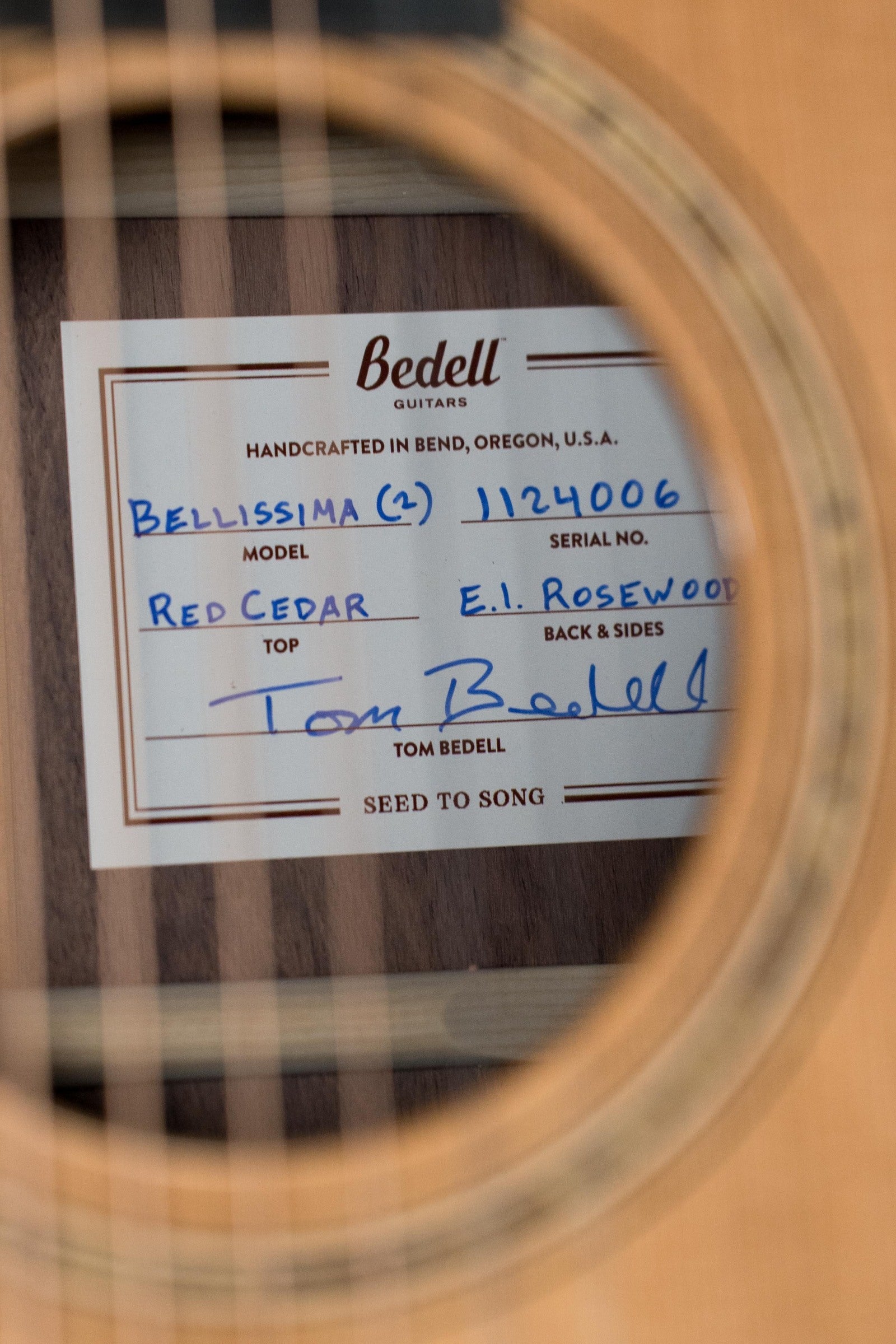 Bedell Angelica Bellissima Red Cedar/Rosewood Parlor Guitar w/K&K Pure Mini Pickup #4006