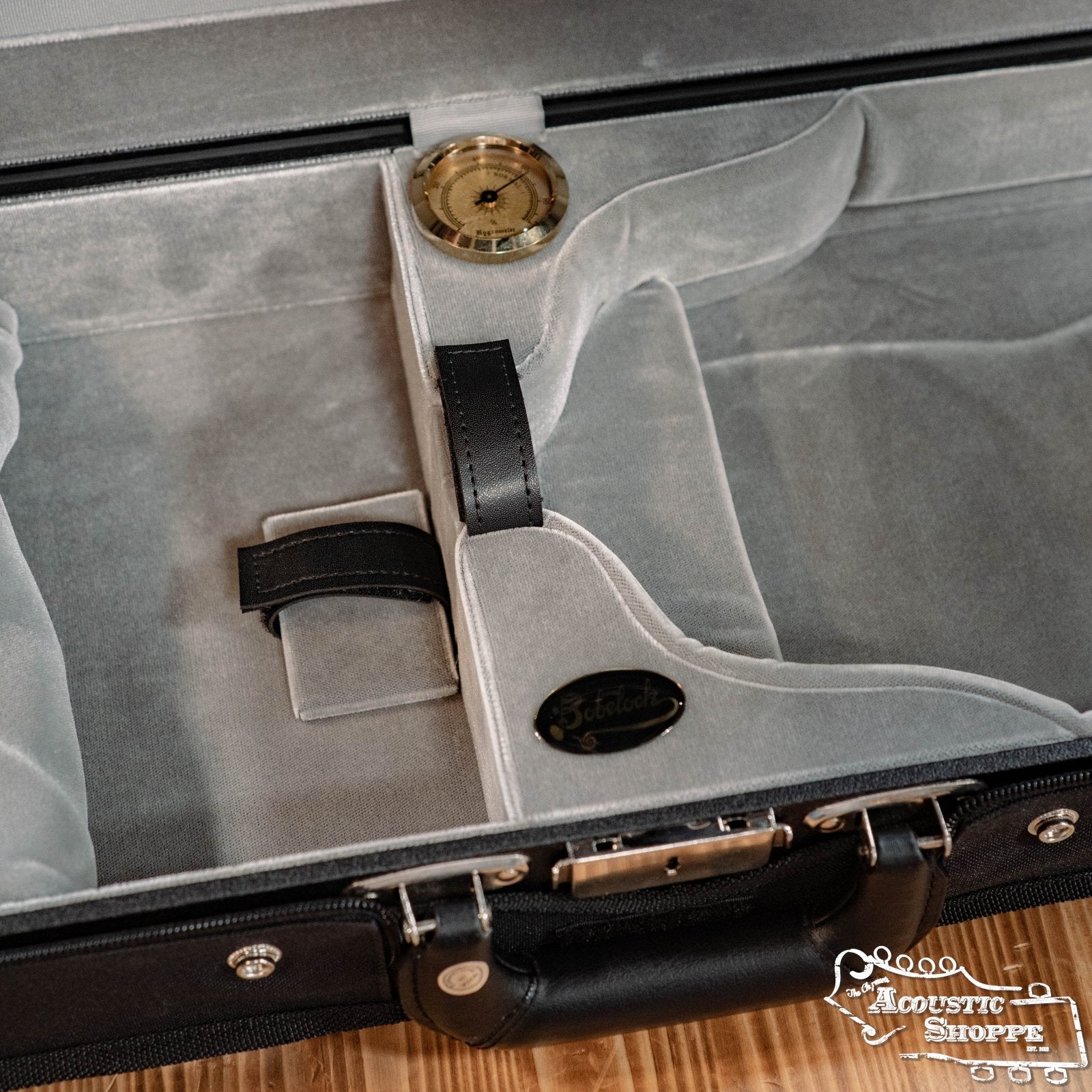 Bobelock Deluxe Wood Shell Oblong Velvet Violin Case - Grey Interior B1002VS-1-BKGY
