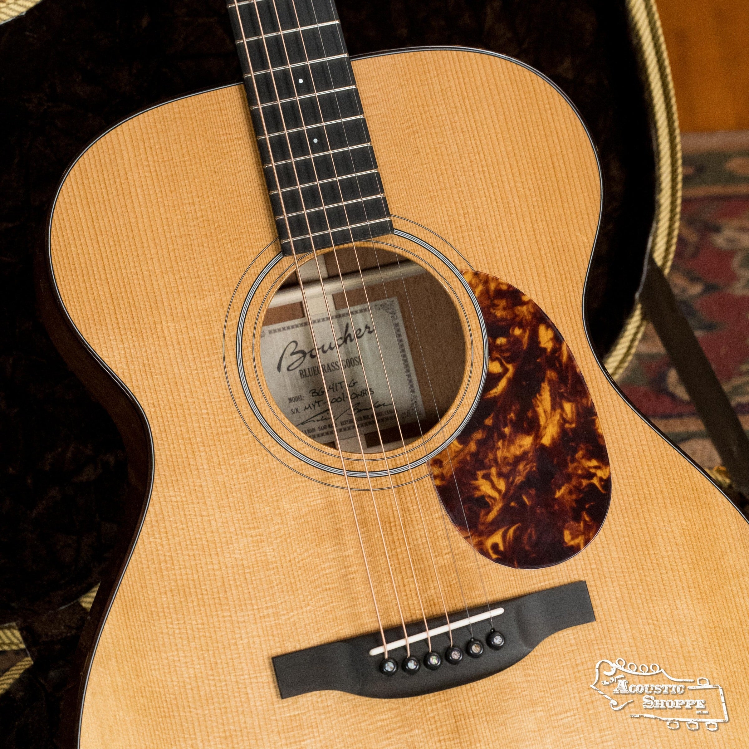 *Dread-Not Certified Used* Boucher BG-41T-G Bluegrass Goose Series *ALL* Torrefied Adirondack/Mahogany OM Gold Pack Acoustic Guitar #1001