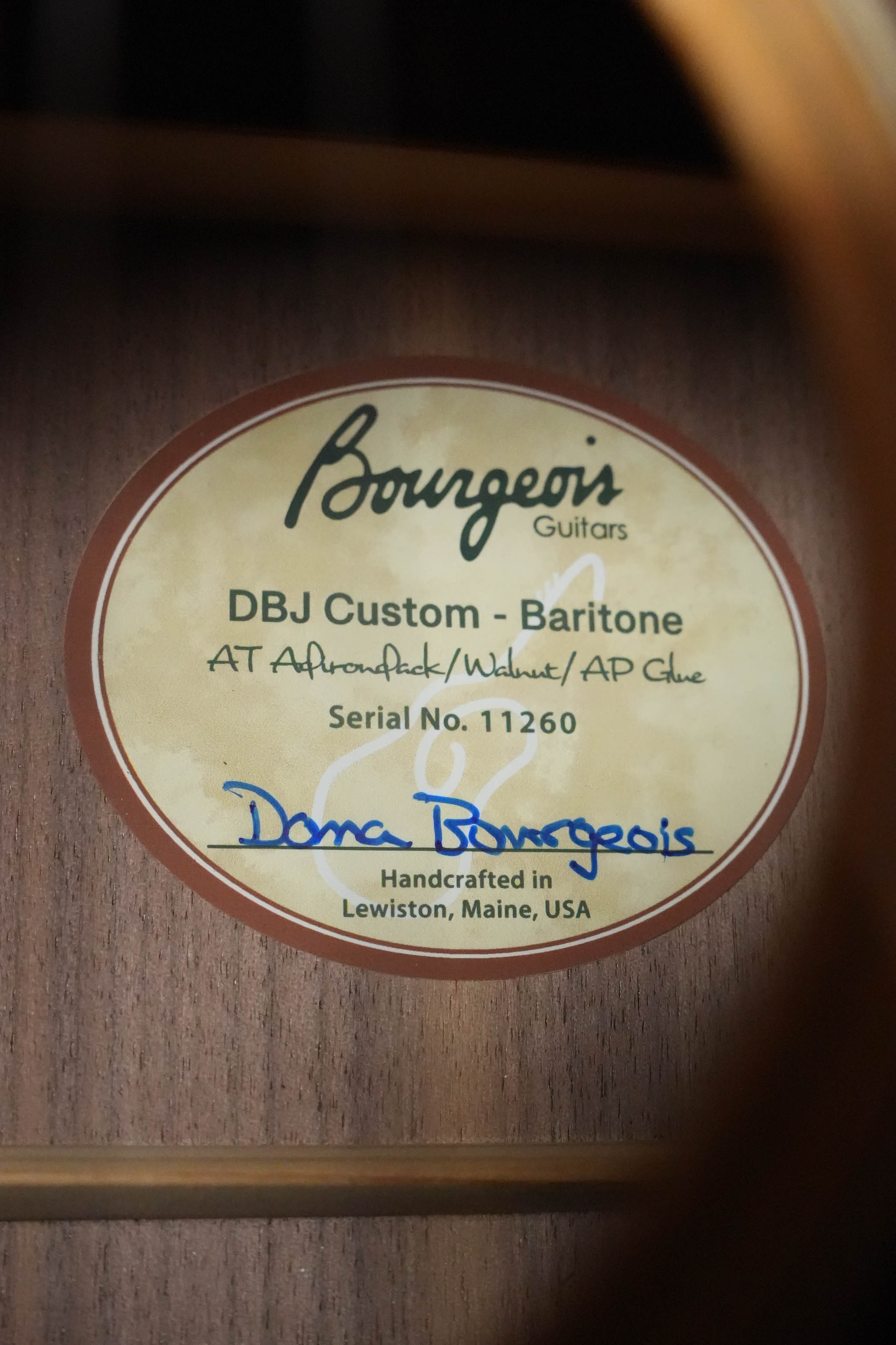 Bourgeois Legacy Series The Champ Adirondack/Walnut Baritone Custom Jumbo Acoustic Guitar #1260