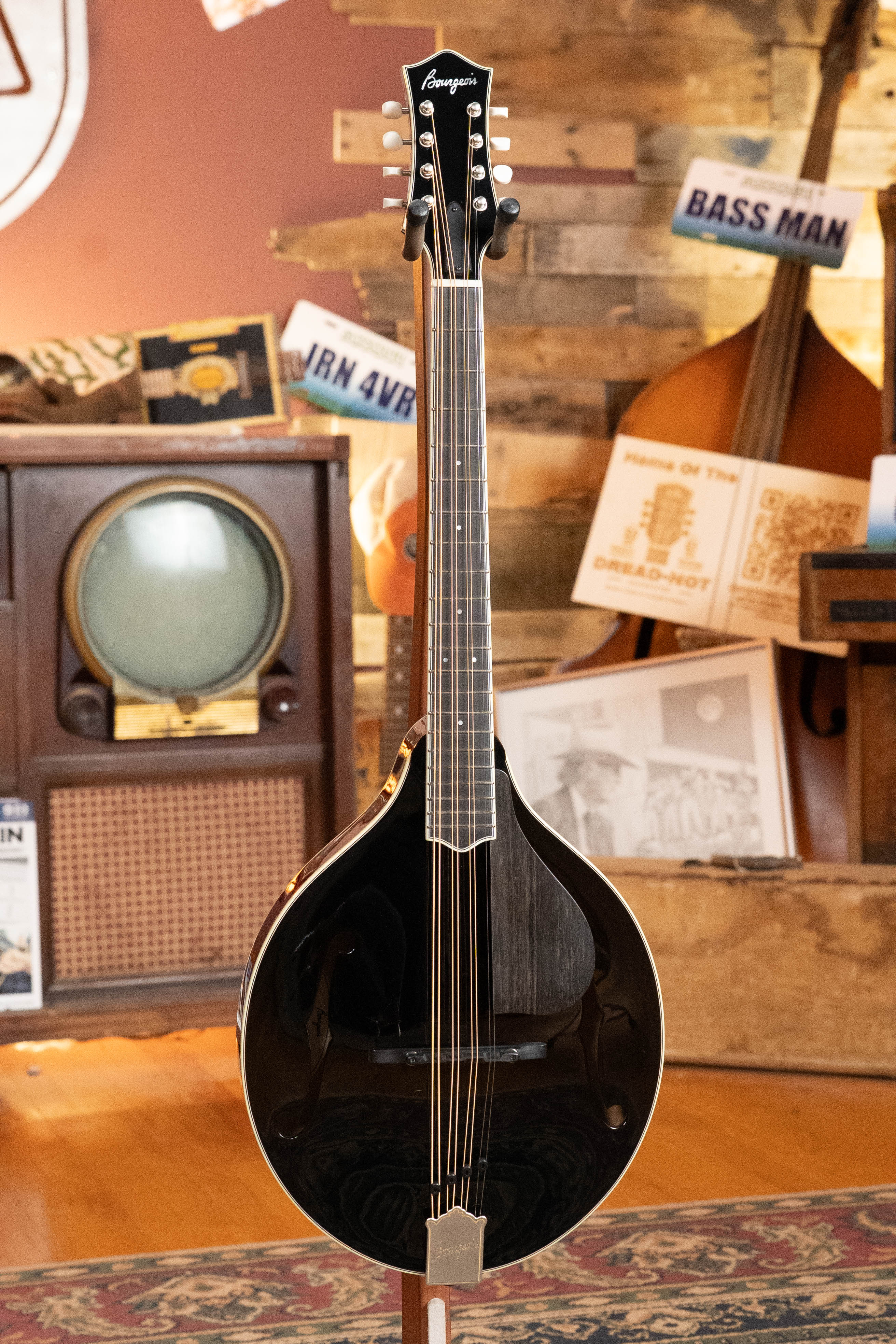 Bourgeois M5-O-BT Aged Tone Adirondack/European Curly Maple Black Octave Mandolin #2114