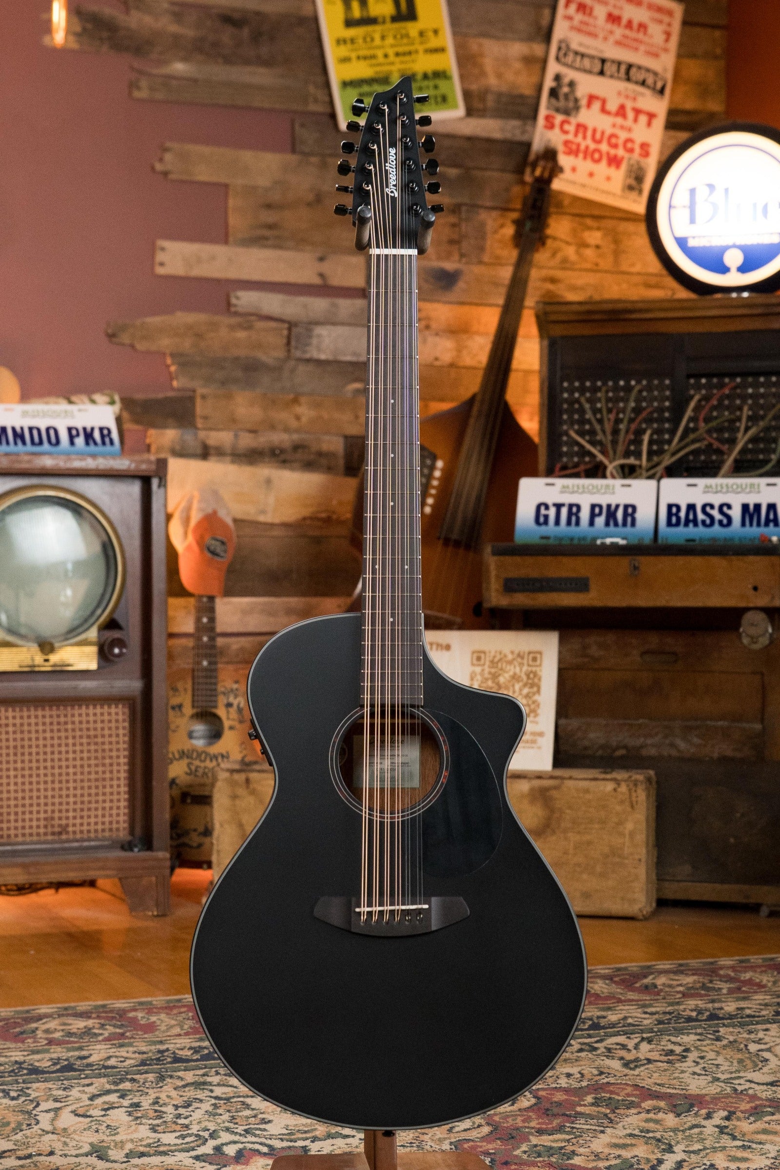 Breedlove Discovery Series Spruce/Mahogany 12 String Satin Black Double Course Concert Guitar w/Electronics #6094