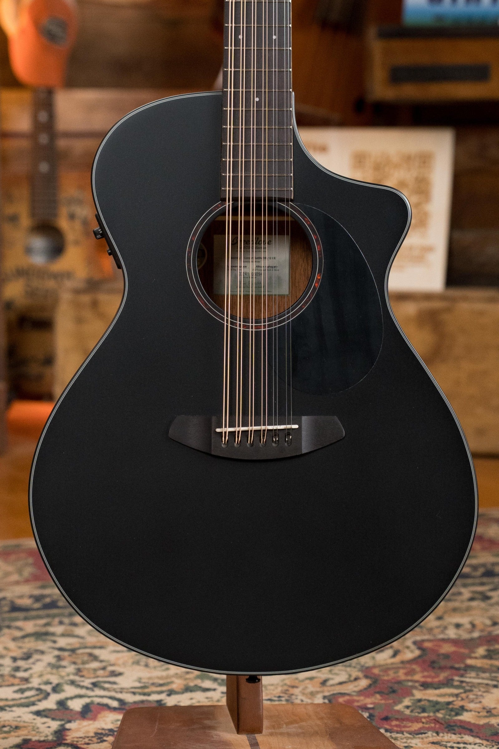 Breedlove Discovery Series Spruce/Mahogany 12 String Satin Black Double Course Concert Guitar w/Electronics #6094