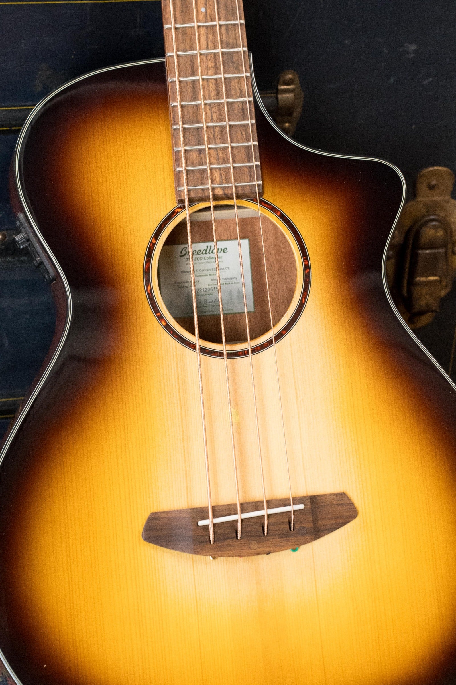 Breedlove Discovery Series Spruce/Mahogany Edgeburst Cutaway Concert Bass Guitar w/Electronics #6157