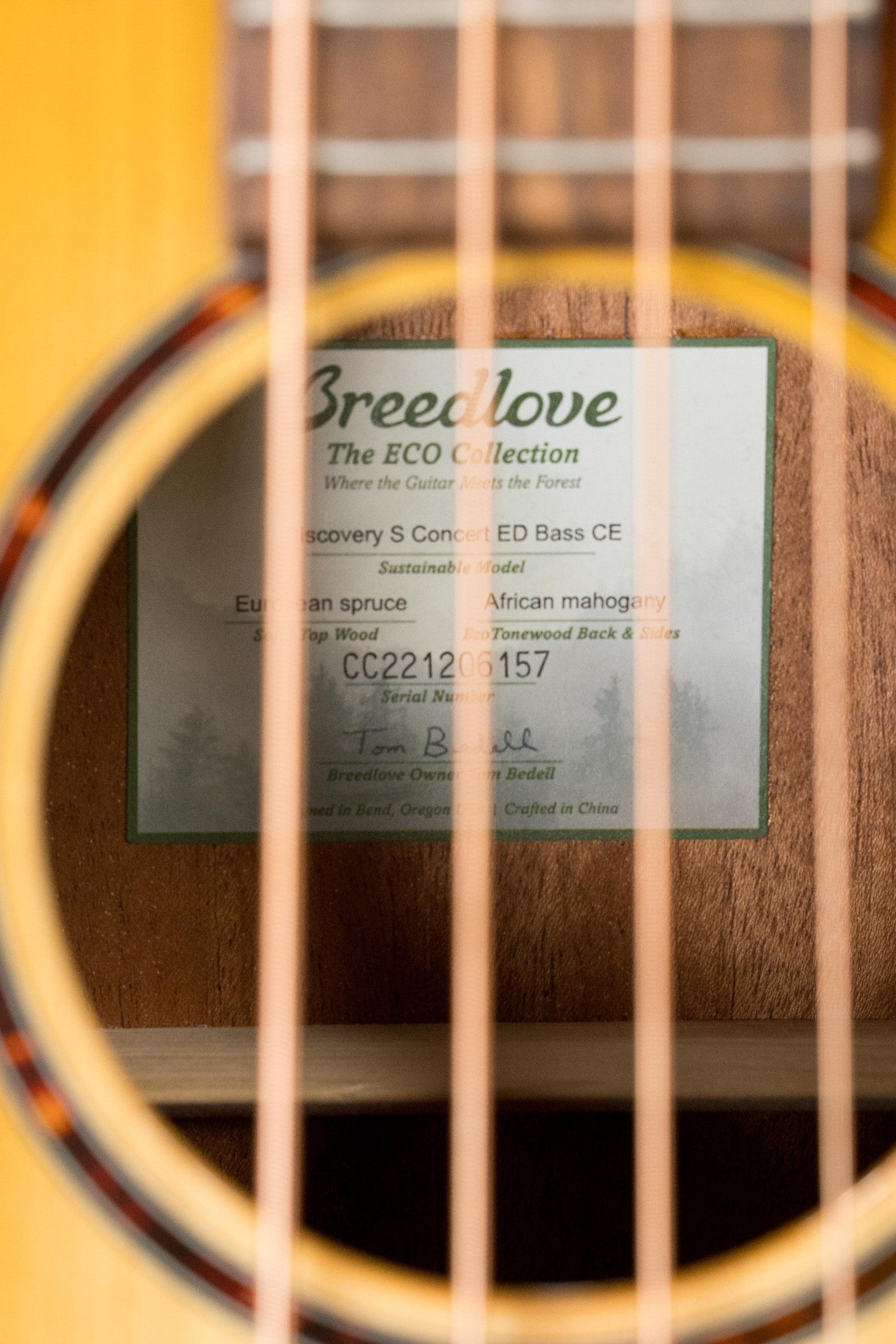 Breedlove Discovery Series Spruce/Mahogany Edgeburst Cutaway Concert Bass Guitar w/Electronics #6157