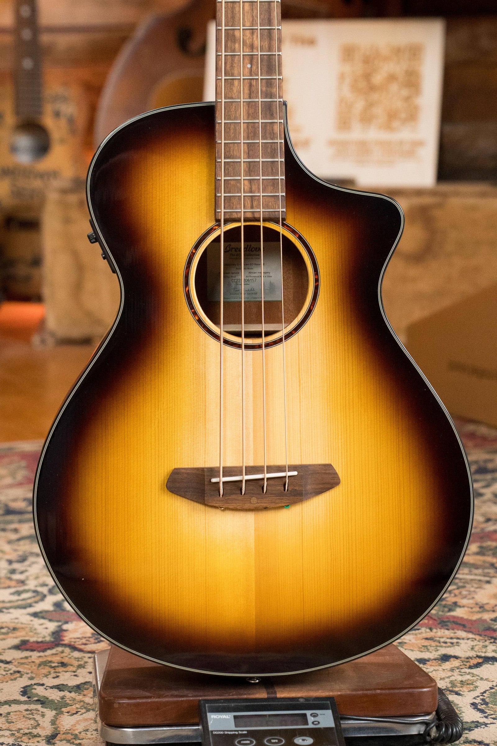 Breedlove Discovery Series Spruce/Mahogany Edgeburst Cutaway Concert Bass Guitar w/Electronics #6157