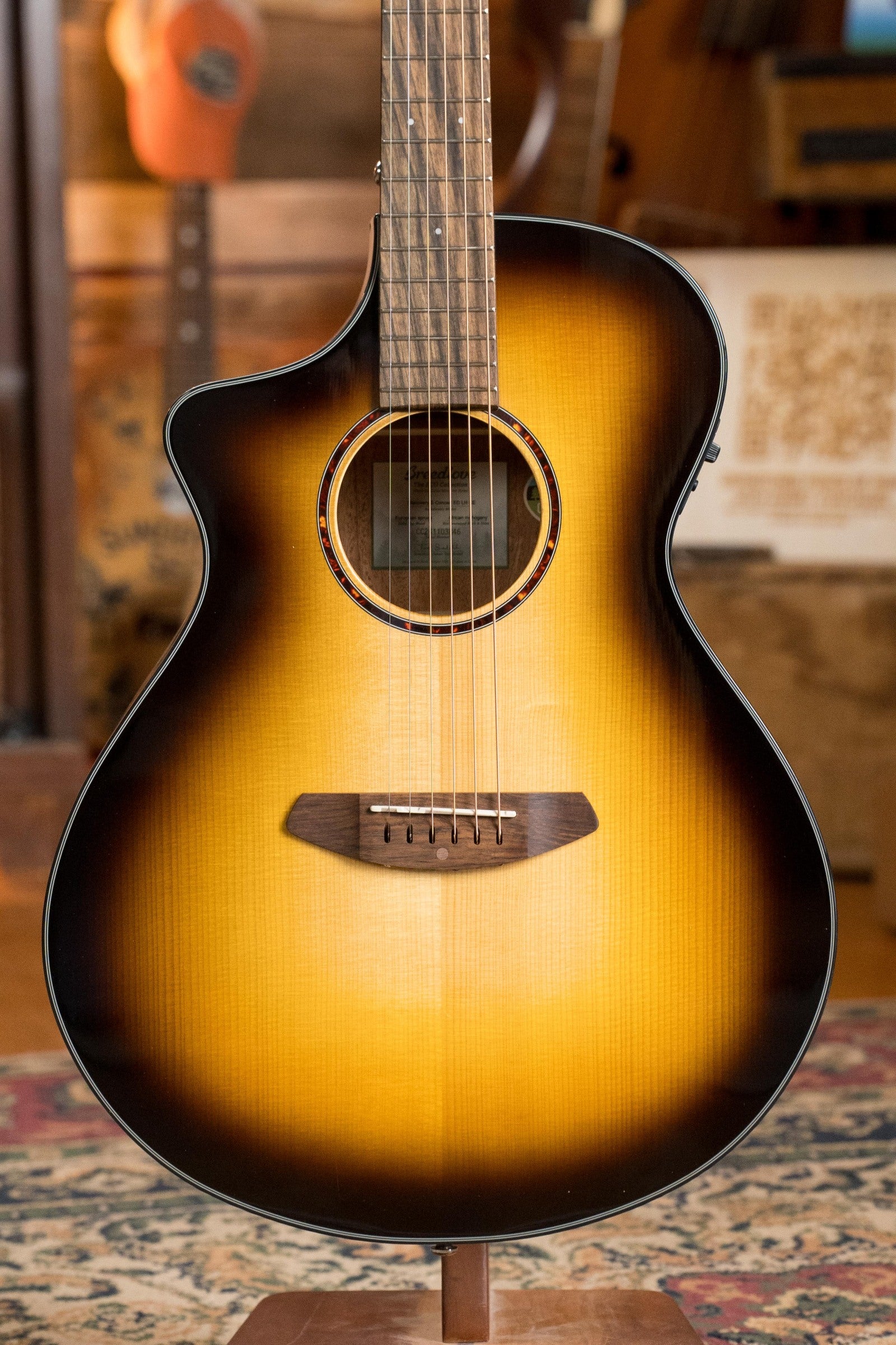 Breedlove Discovery Series Spruce/Mahogany Edgeburst Left-Handed Cutaway Concert Guitar w/Electronics #3846