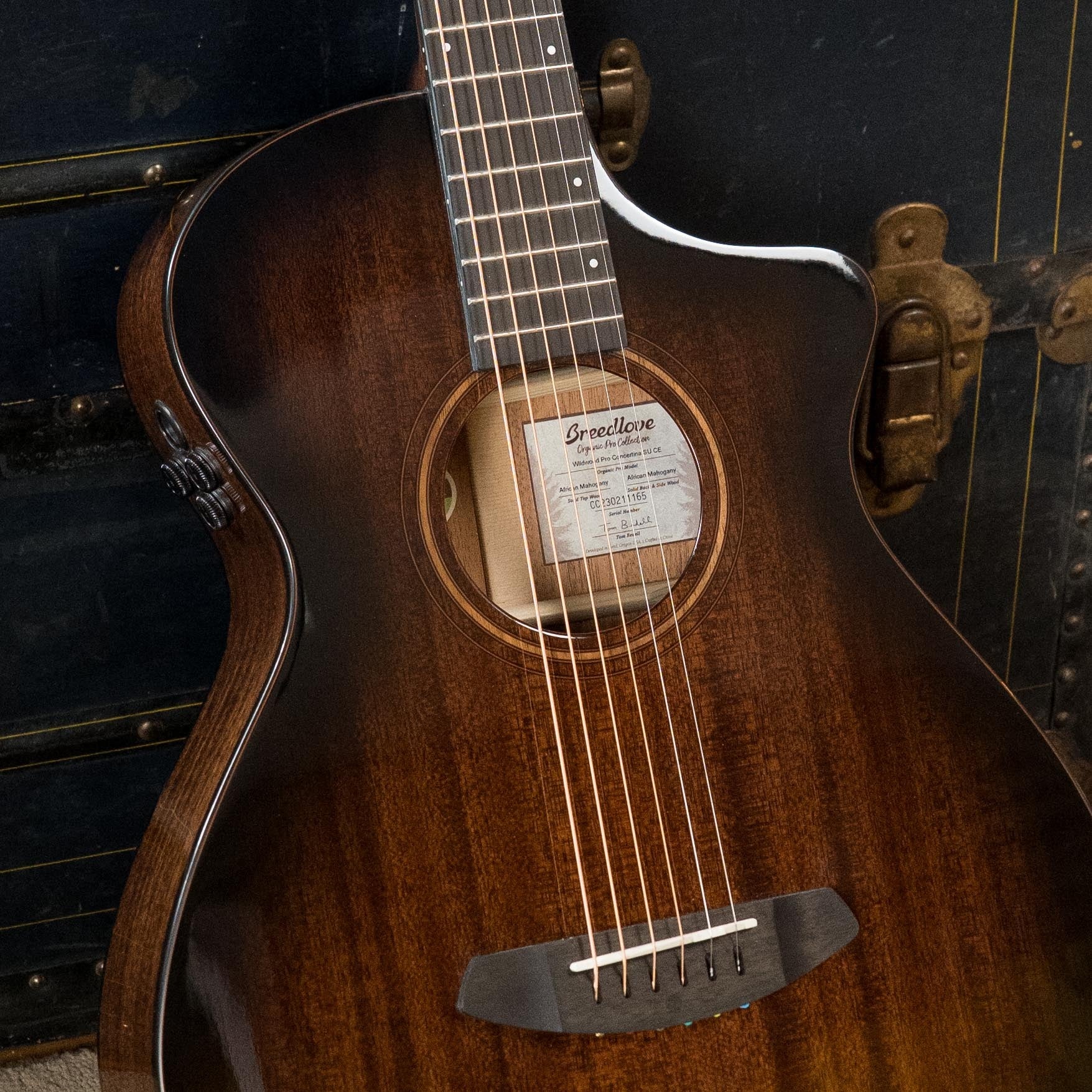 Breedlove Wildwood Pro Series All Mahogany Cutaway Parlor Concertina Suede Guitar w/Electronics #1165