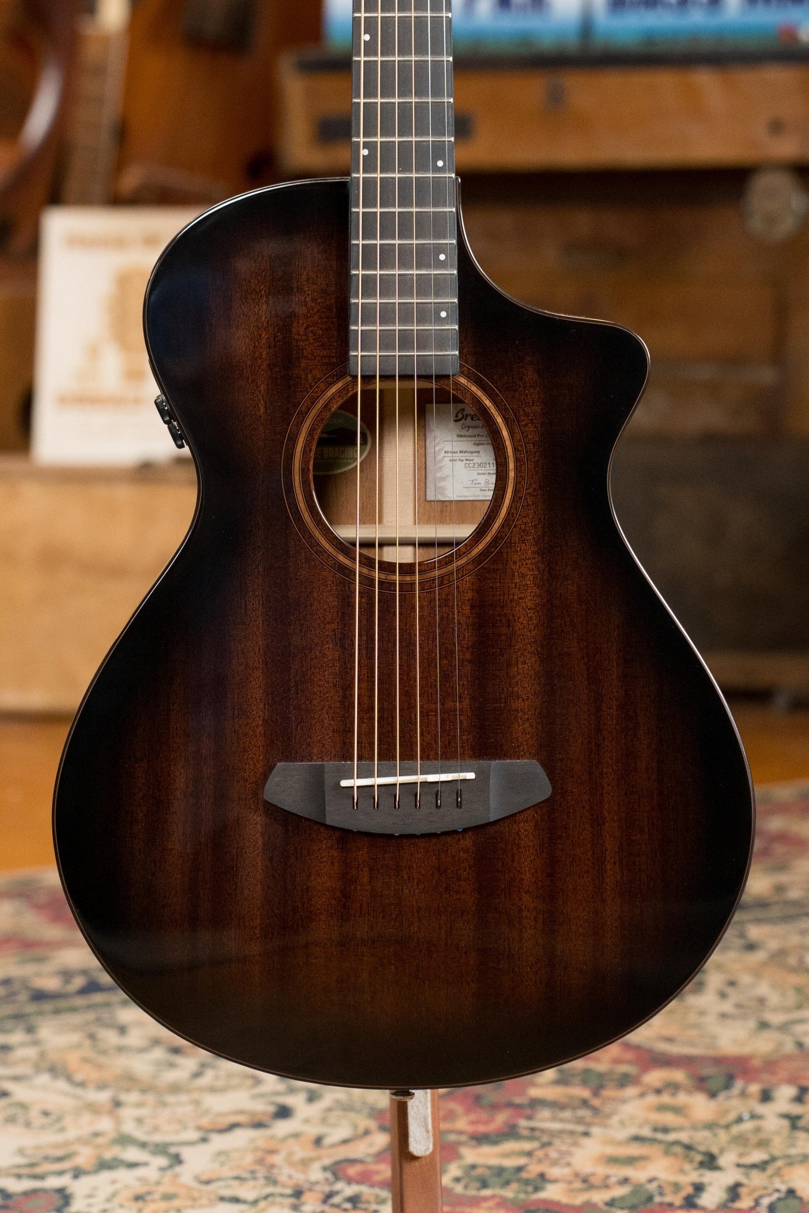 Breedlove Wildwood Pro Series All Mahogany Cutaway Parlor Concertina Suede Guitar w/Electronics #1165