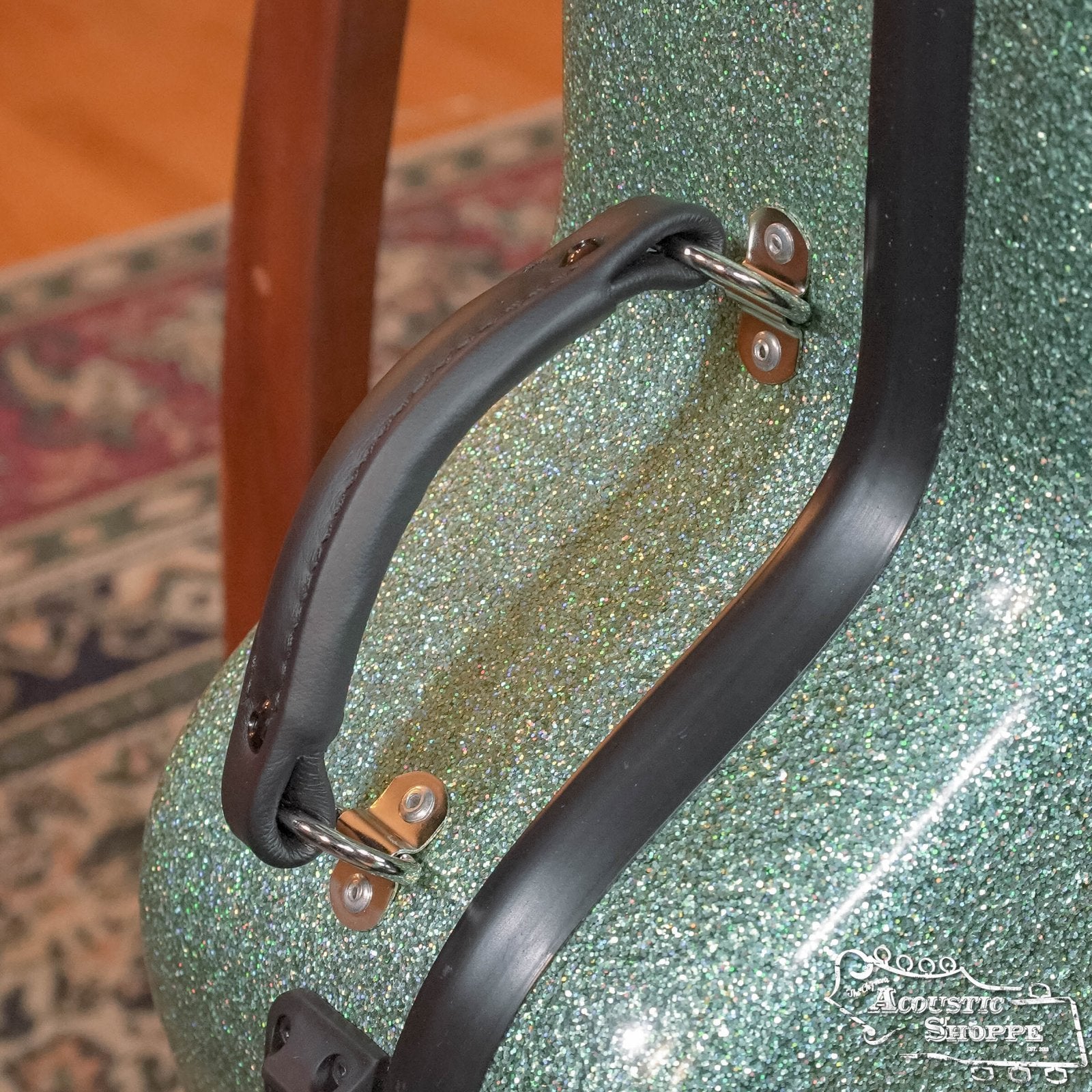 Calton Smooth Glitter Finish Sea Green Exterior/Aqua Interior Dreadnought D-18 Case w/ Backpack Straps #0001