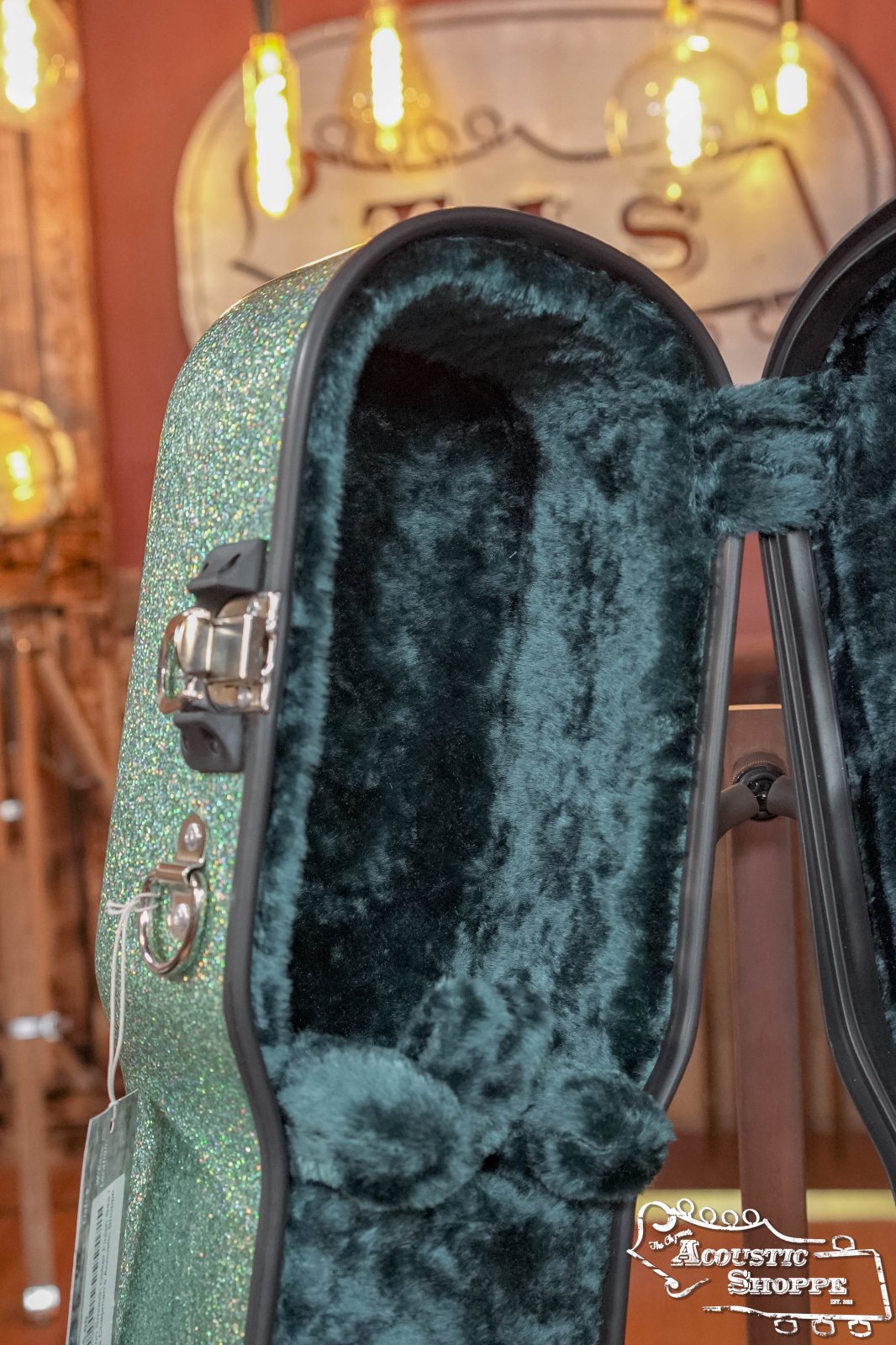 Calton Smooth Glitter Finish Sea Green Exterior/Aqua Interior Dreadnought D-18 Case w/ Backpack Straps #0001