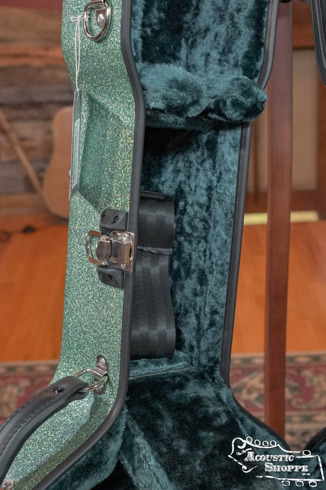 Calton Smooth Glitter Finish Sea Green Exterior/Aqua Interior Dreadnought D-18 Case w/ Backpack Straps #0001