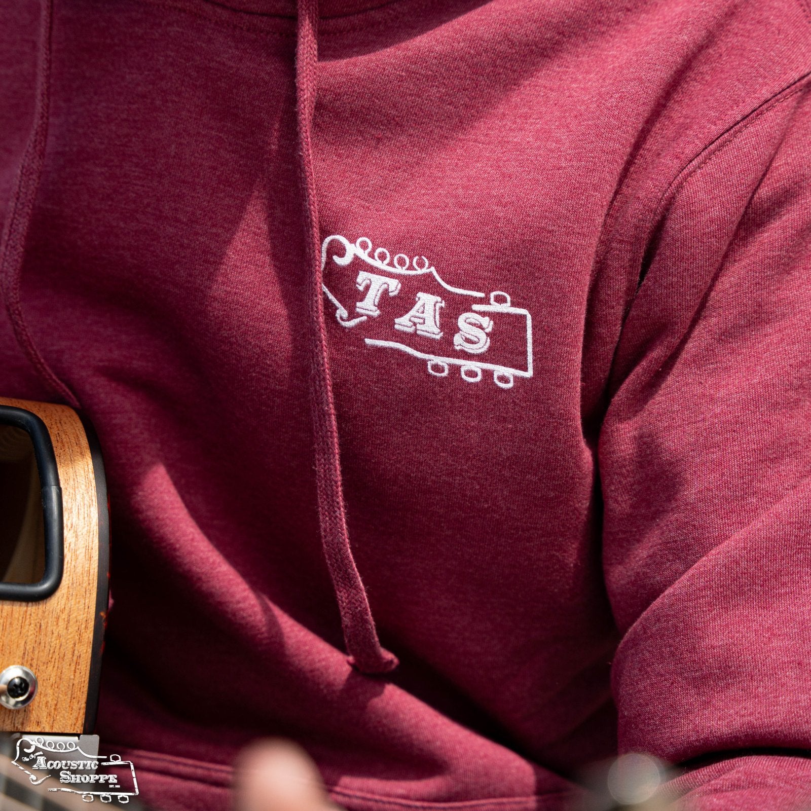 TAS "Vintage" Logo Double-Sided Print Fleece Hoodie - Heather Cardinal