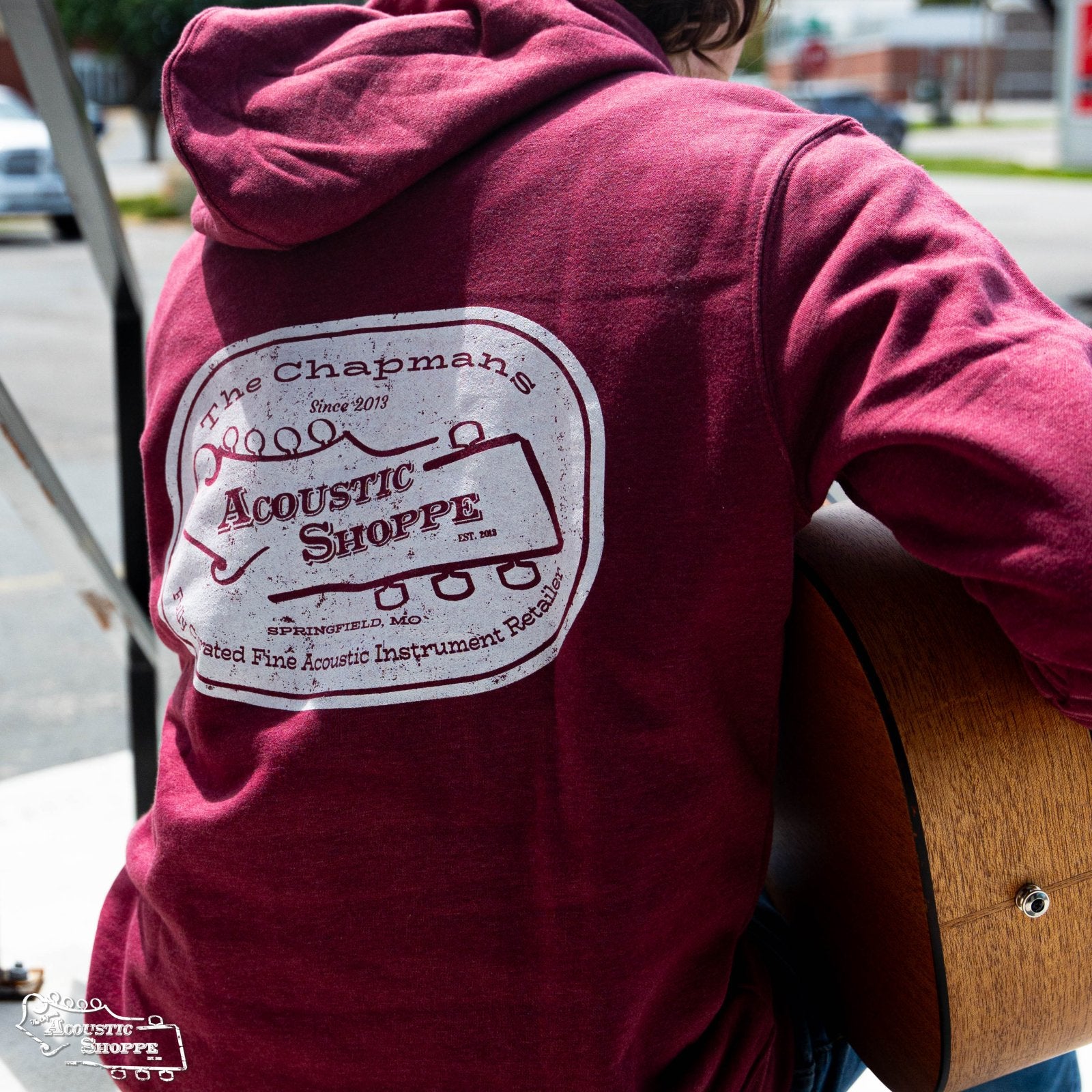 TAS "Vintage" Logo Double-Sided Print Fleece Hoodie - Heather Cardinal