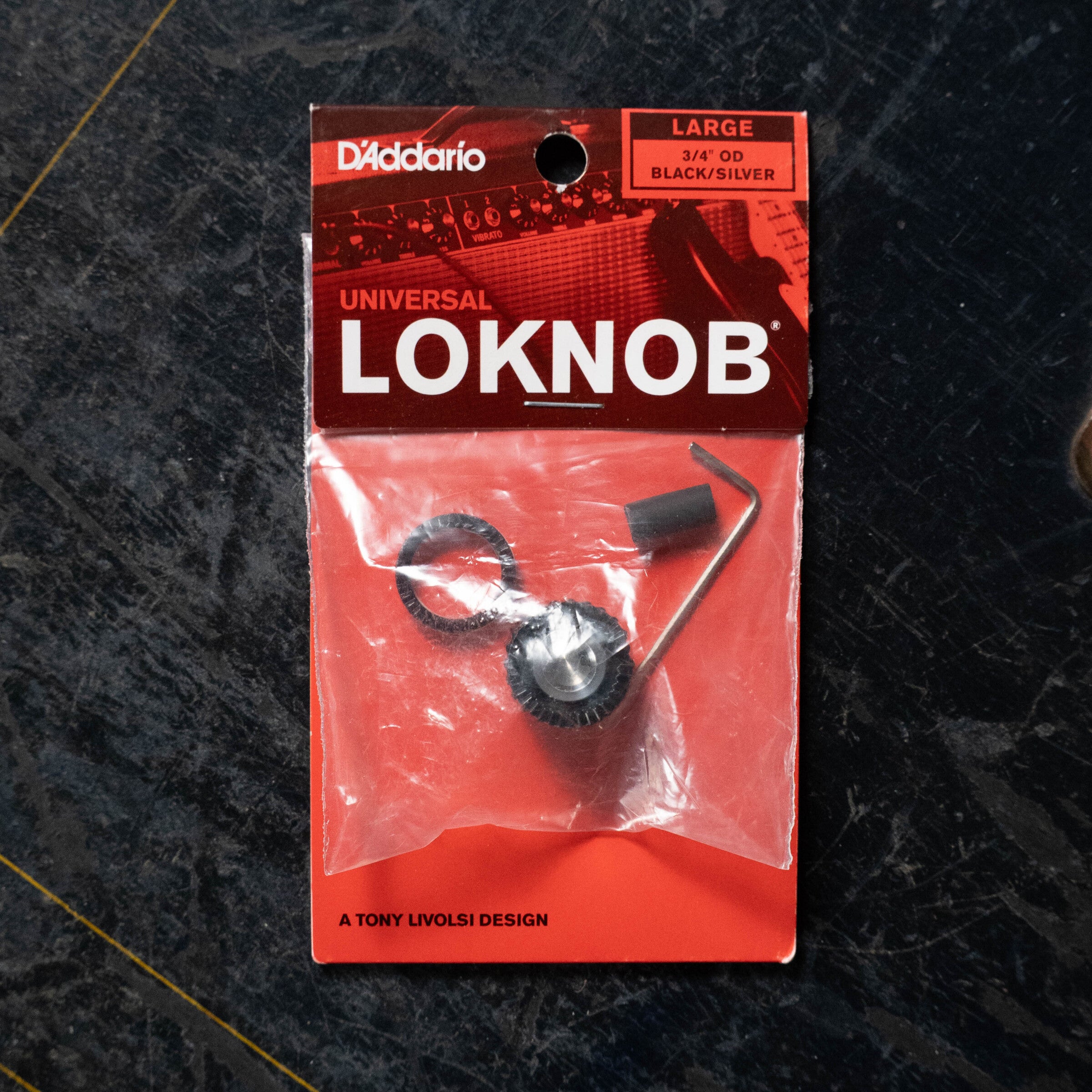 D'Addario Loknob (Large Black and Silver Plastic Knob )