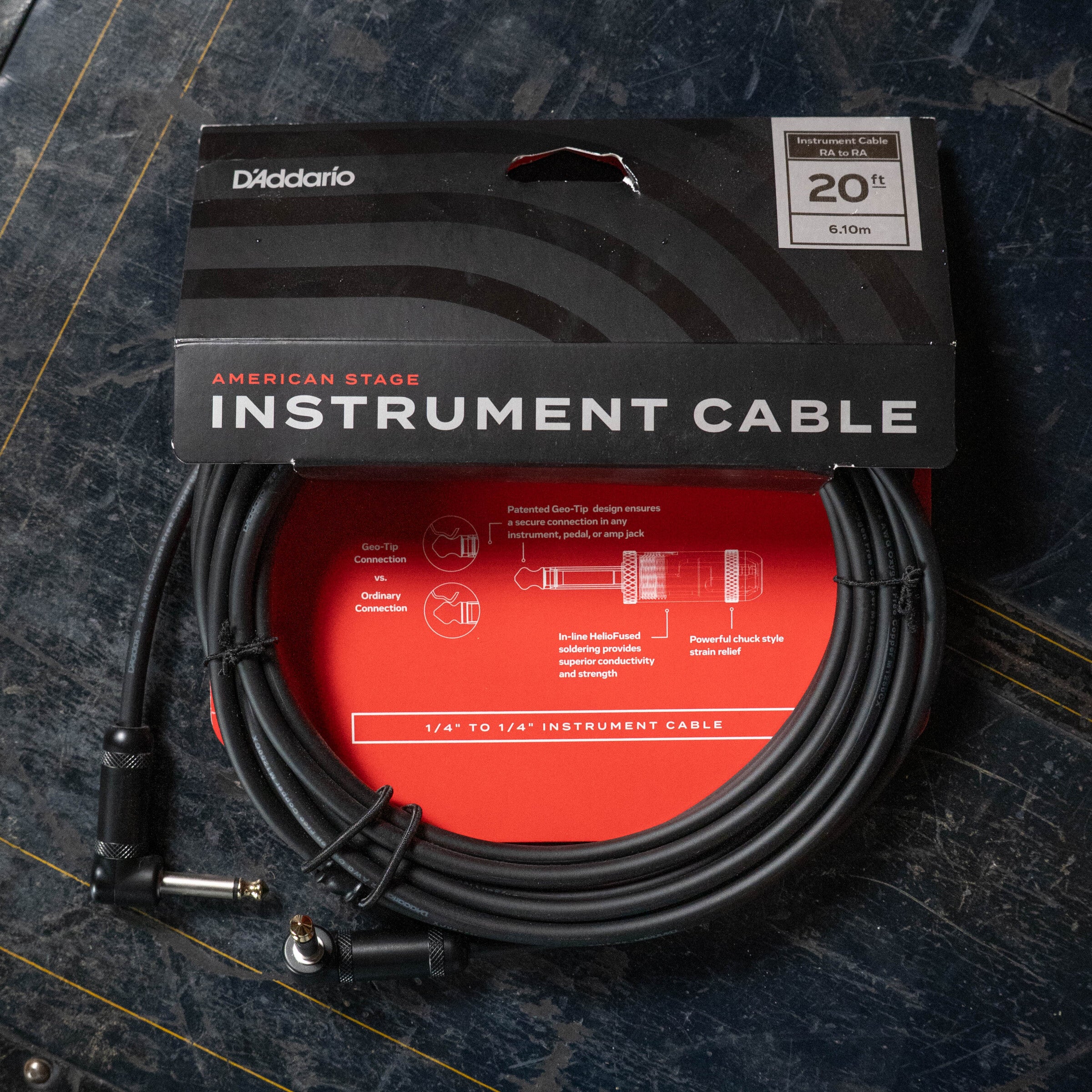 D'Addario PW-AMSGRR-20 American Stage Instrument Cable, Right to Right, 20 feet