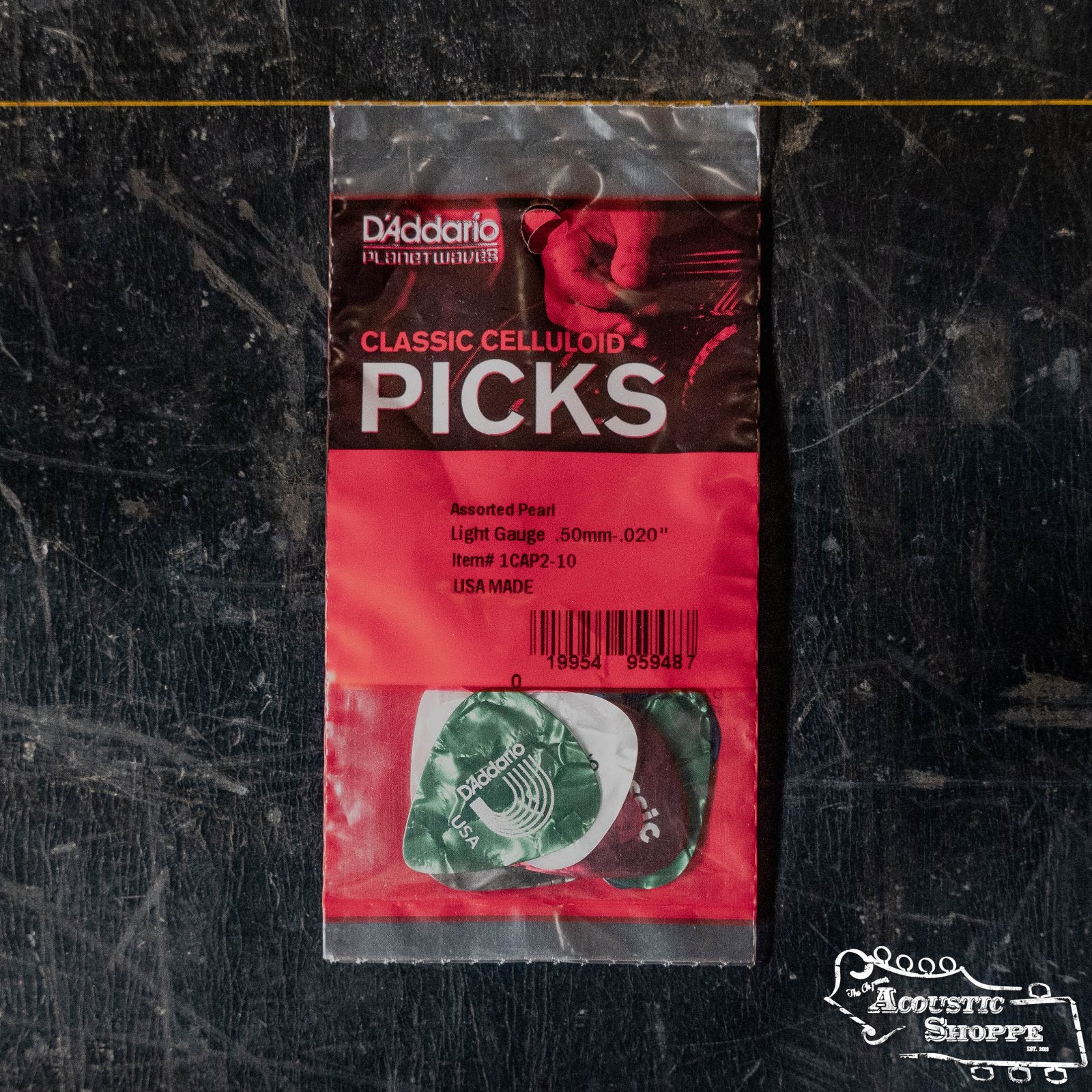D'Addario Assorted Pearl Celluloid Guitar Picks 10 pack Light 1CAP2-10