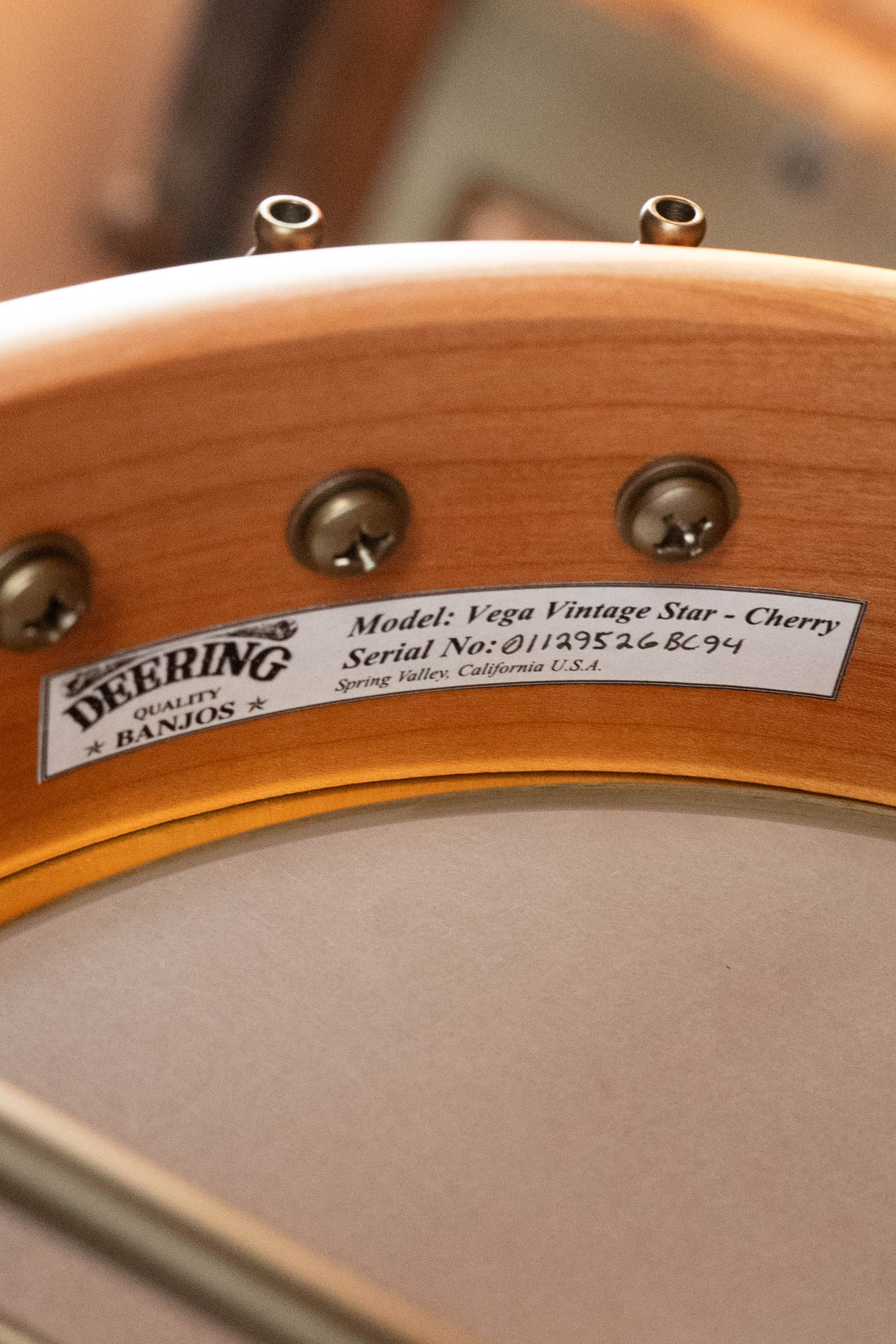 Deering Vega Vintage Star 5-String Cherry Banjo w/Spikes Installed #BC94