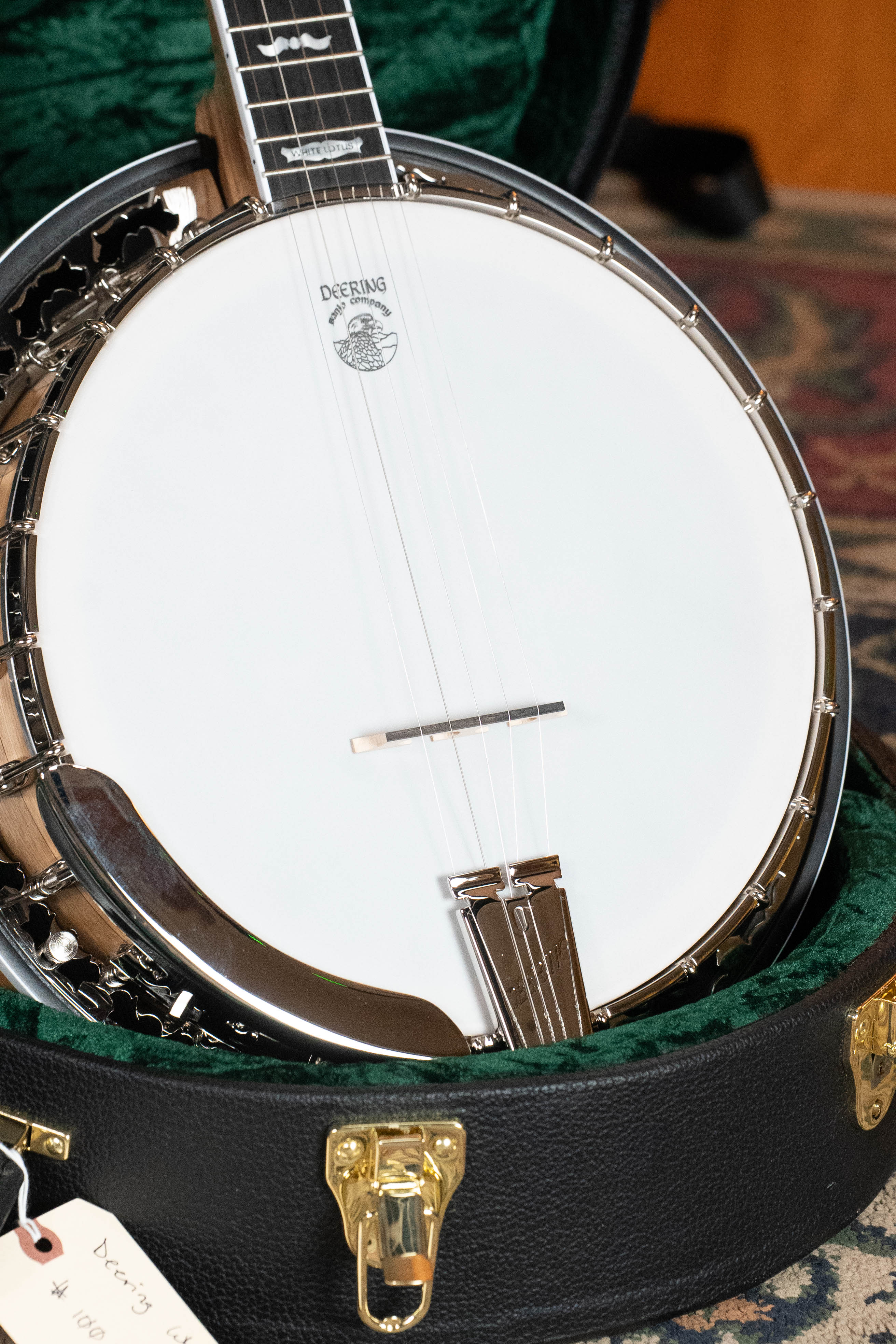 Deering White Lotus 5-String Resonator Banjo w/Spikes Installed #BB89