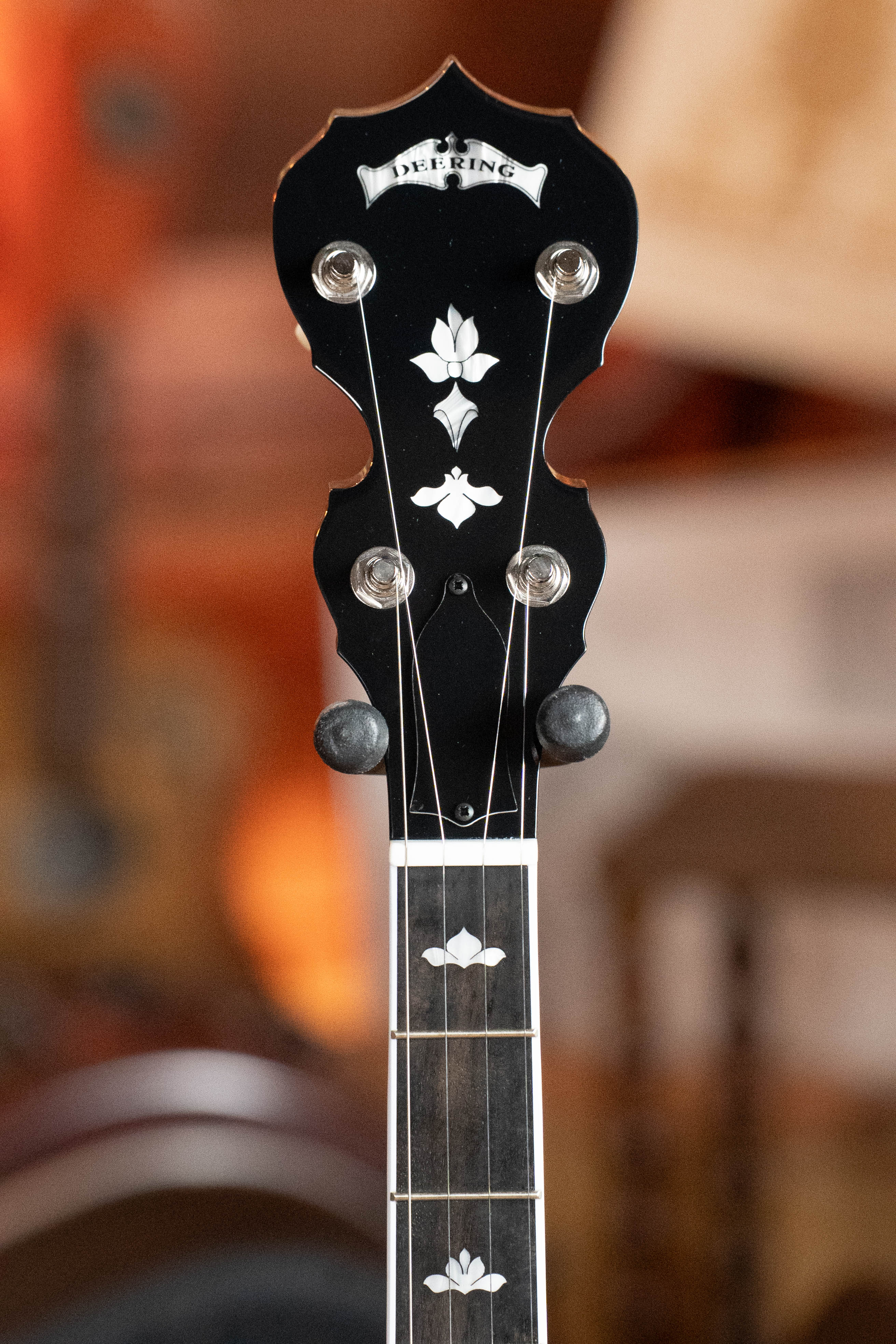 Deering White Lotus 5-String Resonator Banjo w/Spikes Installed #BB89