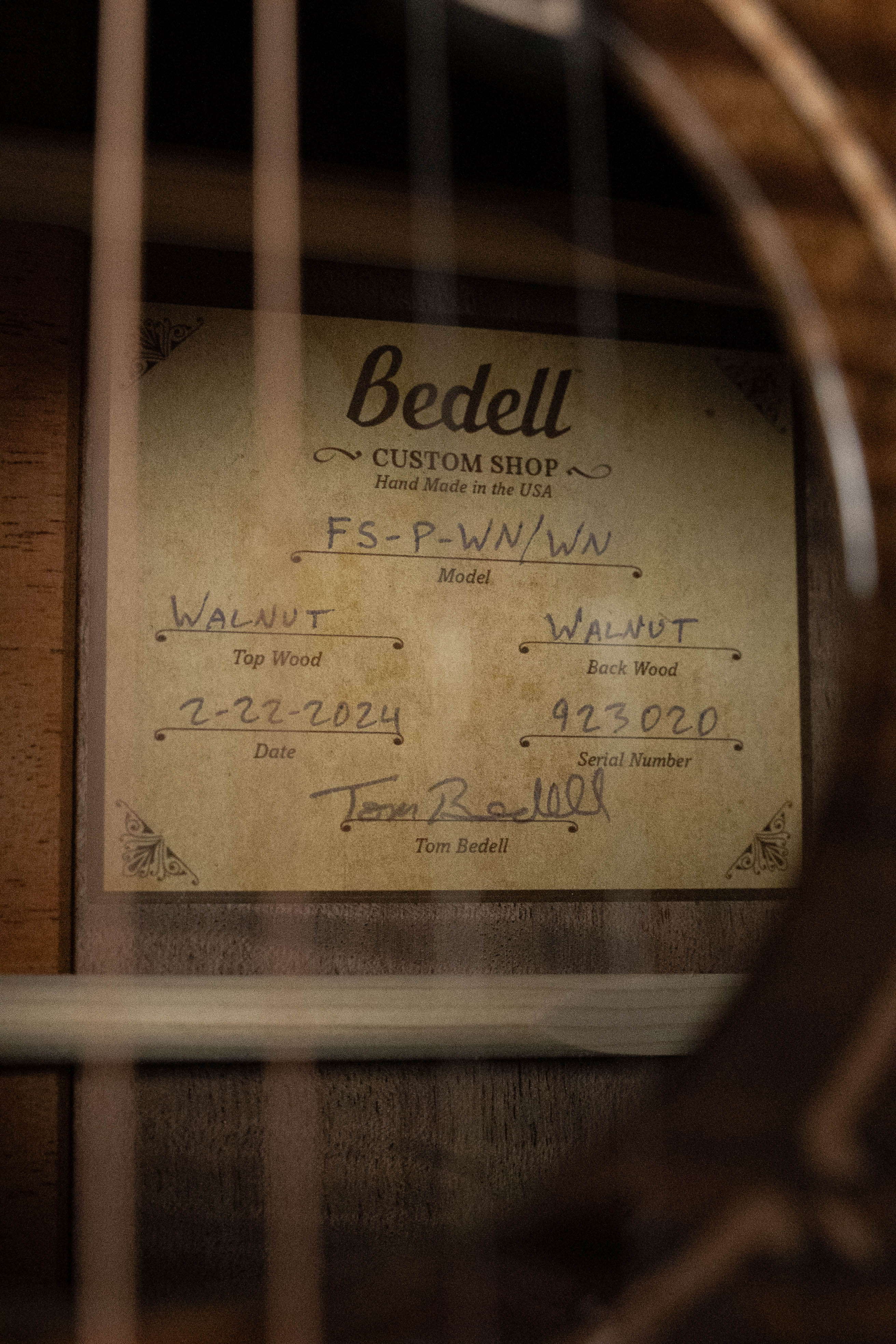 *Dread-Not Certified Used* Bedell Limited Edition Fireside Parlor All Walnut Acoustic Guitar #3020