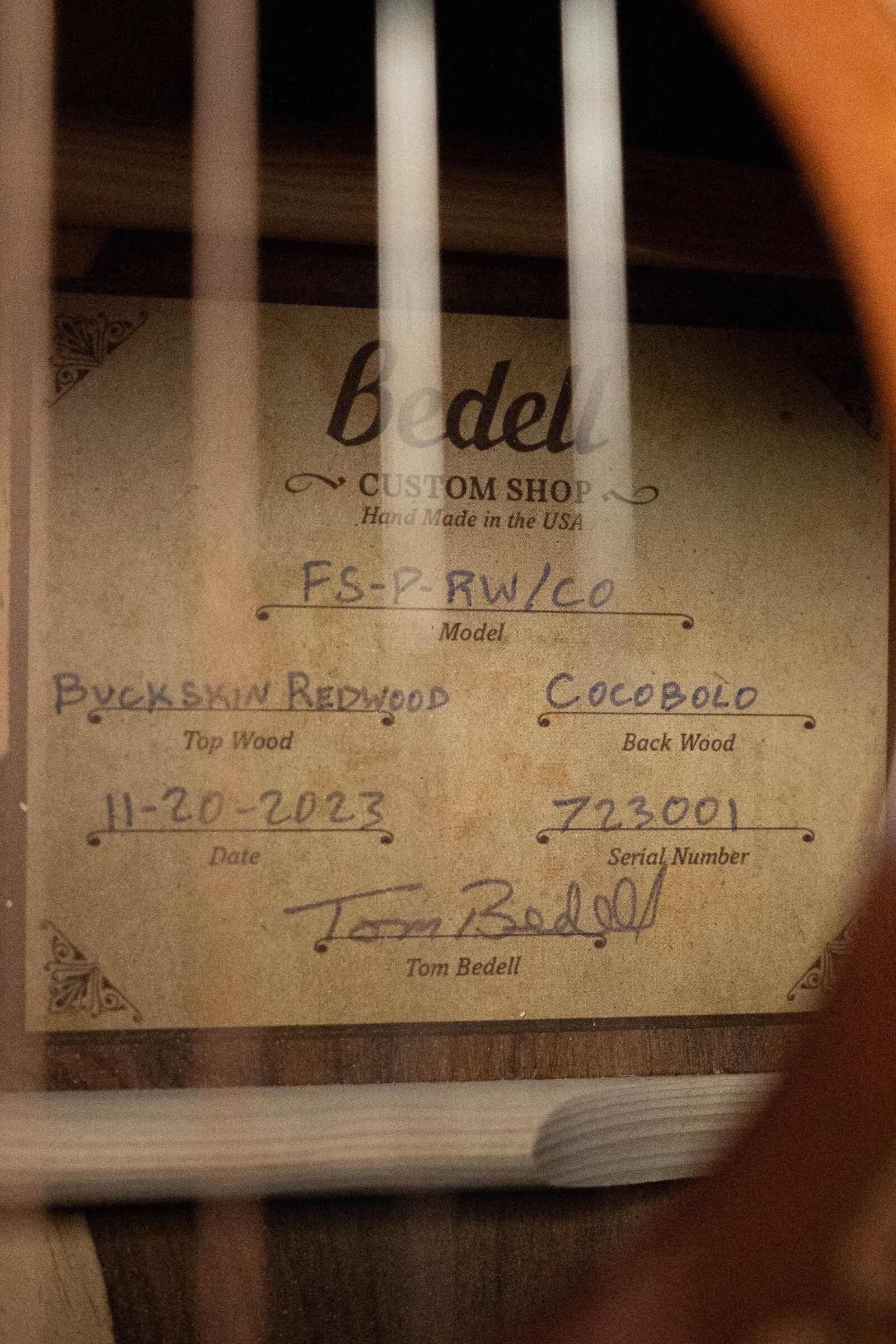 *Dread-Not Certified Used* Bedell Fireside Buckskin Redwood/Cocobolo Parlor Guitar w/LR Baggs Electronics #3001