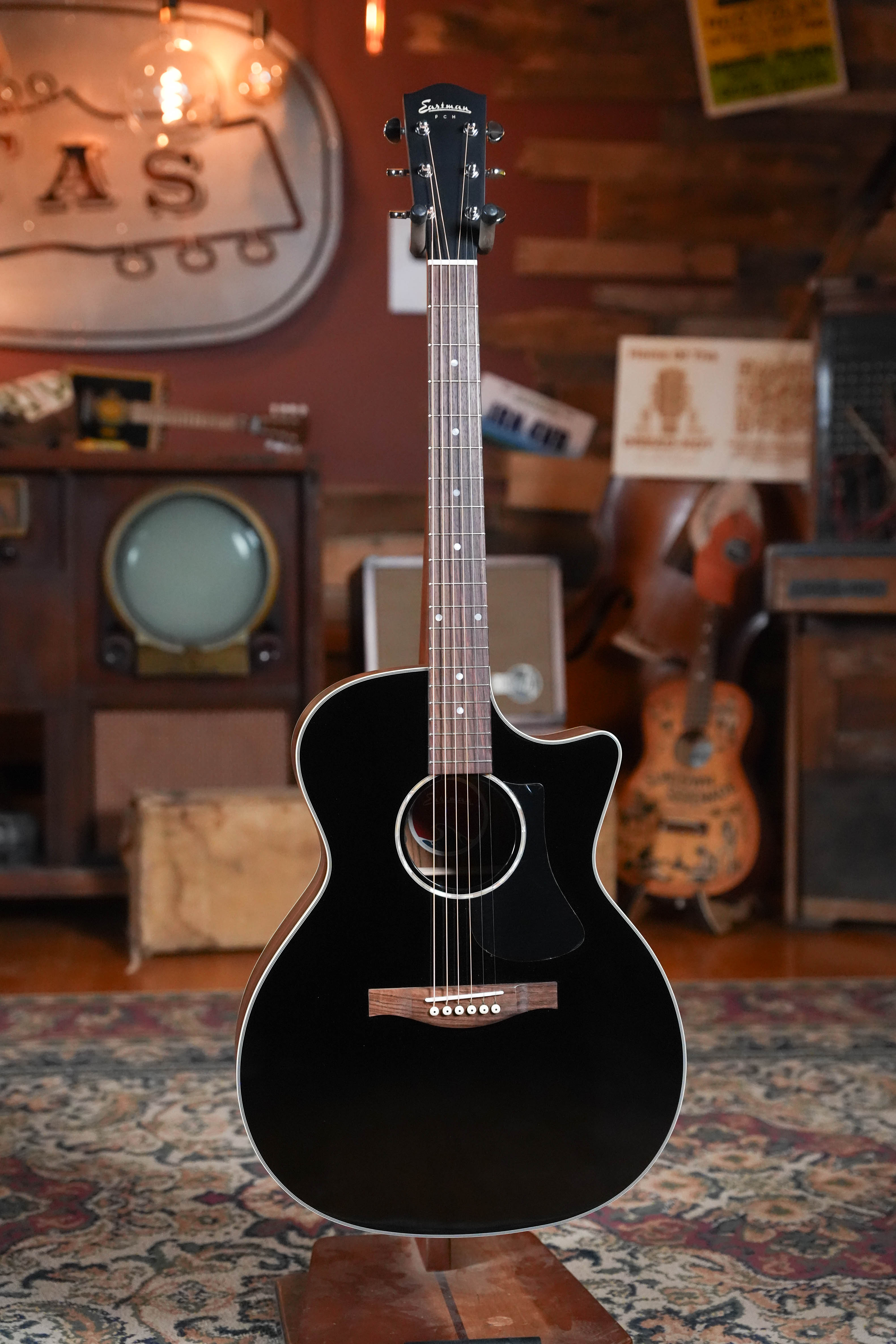 Eastman PCH2-GACE-BK Black Grand Auditorium Guitar w/Pickup #8985