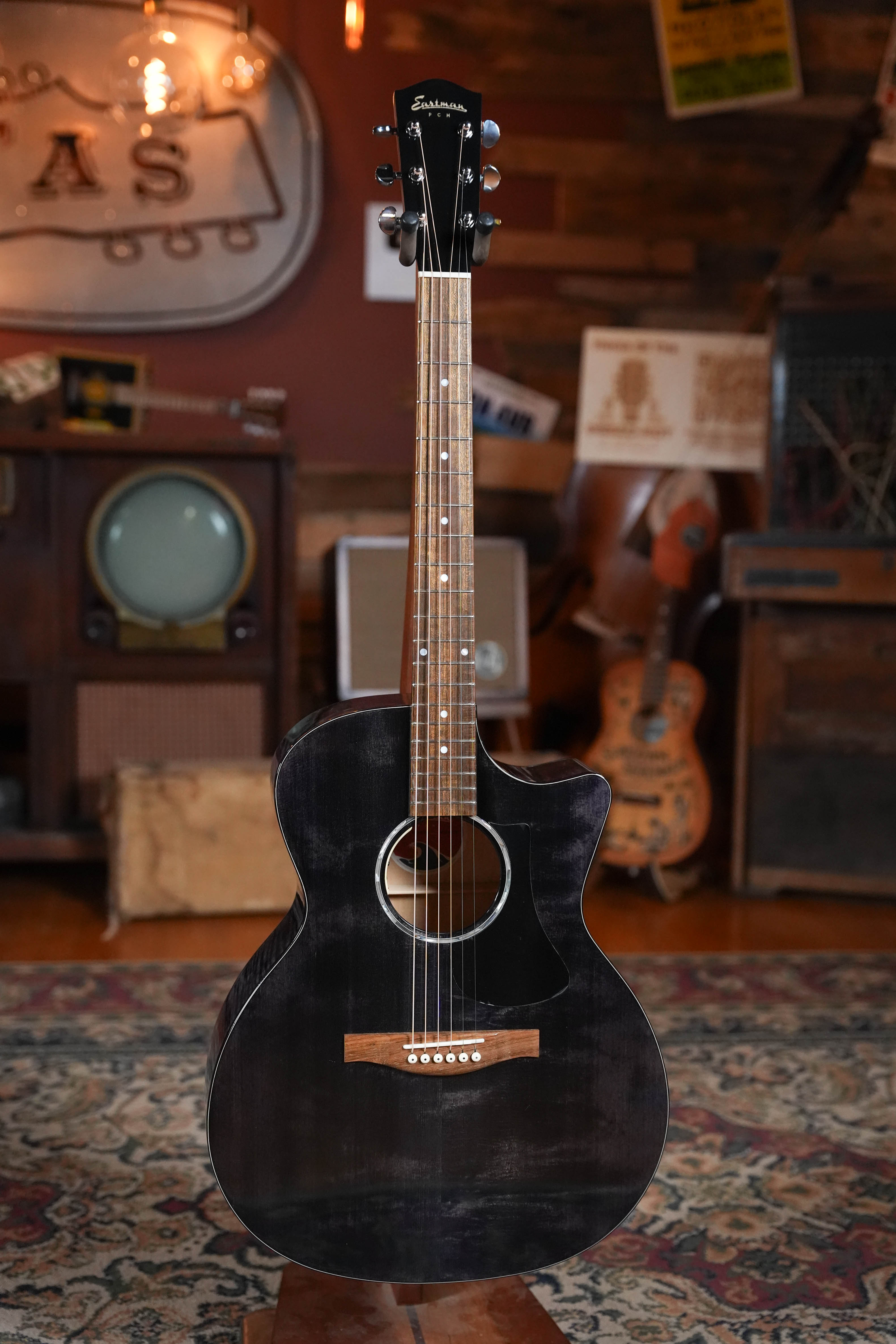 Eastman PCH3-GACE-TBK Solid Spruce/Laminated Maple Grand Auditorium Guitar w/Fishman Pickup #5739