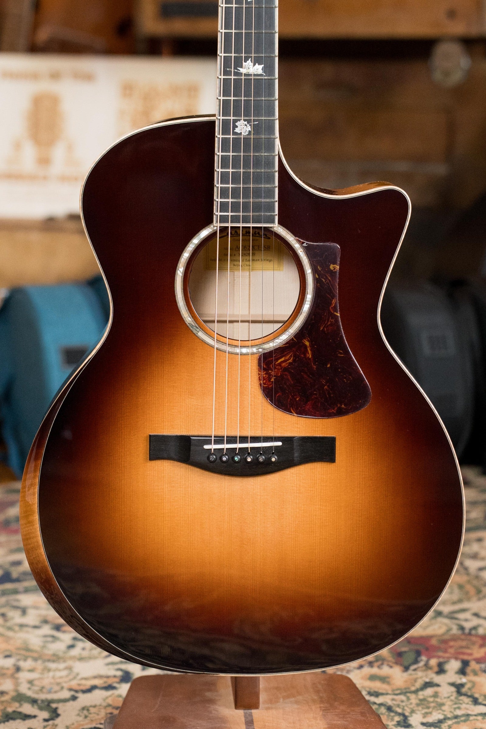Eastman AC622CE-SB European Spruce/Flamed Maple Grand Auditorium Sunburst Guitar w/Soundport, Chamfered Edge, and LR Baggs Pickup #8239