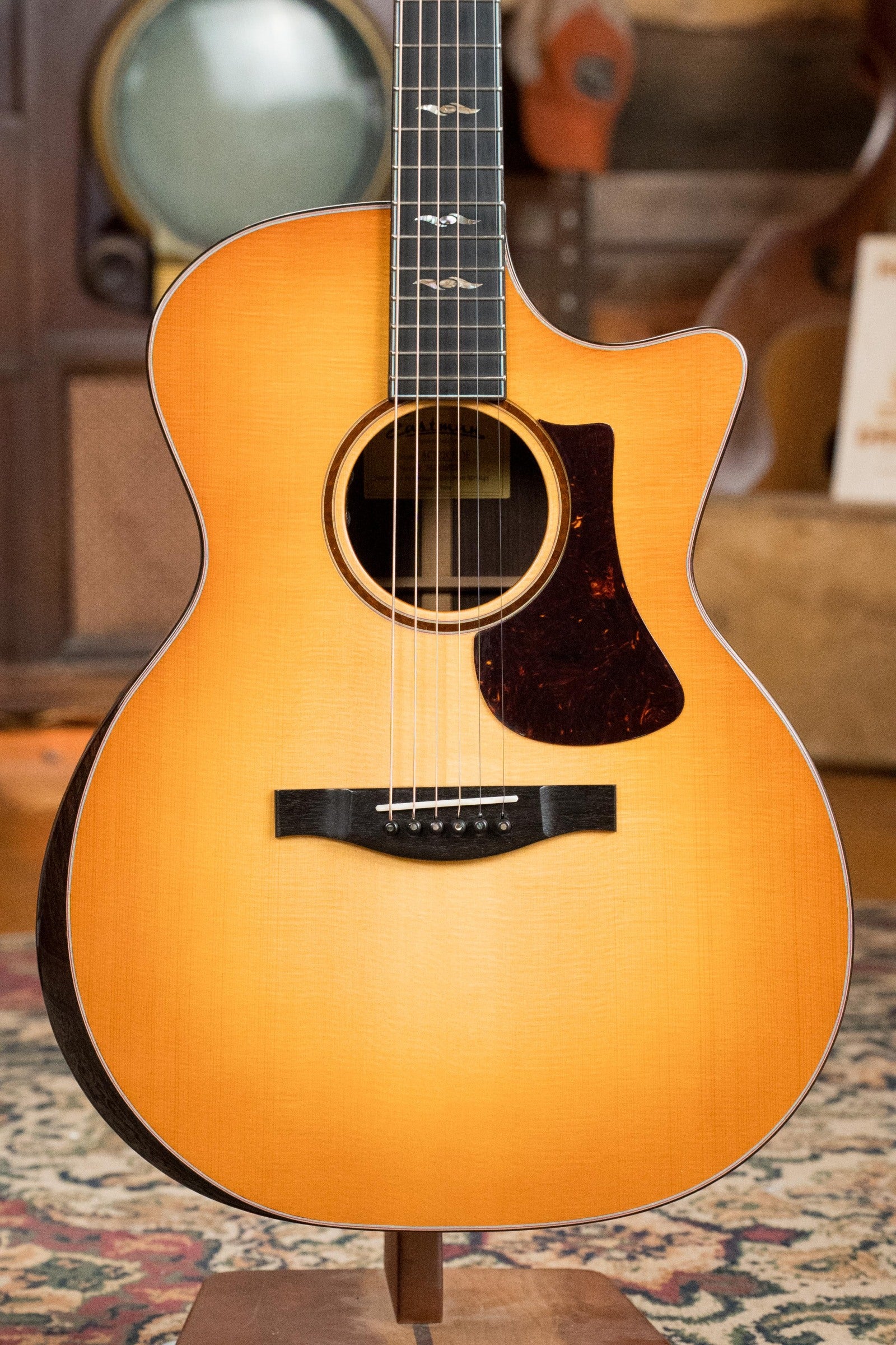 Grand auditorium acoustic guitar with Dakota fade finish, cutaway body, rosewood bridge, and black pickguard. - Eastman AC722CE-DF European Spruce/Rosewood Dakota Fade Finish Grand Auditorium w/ LR Baggs Pickup #6872 - Default Title