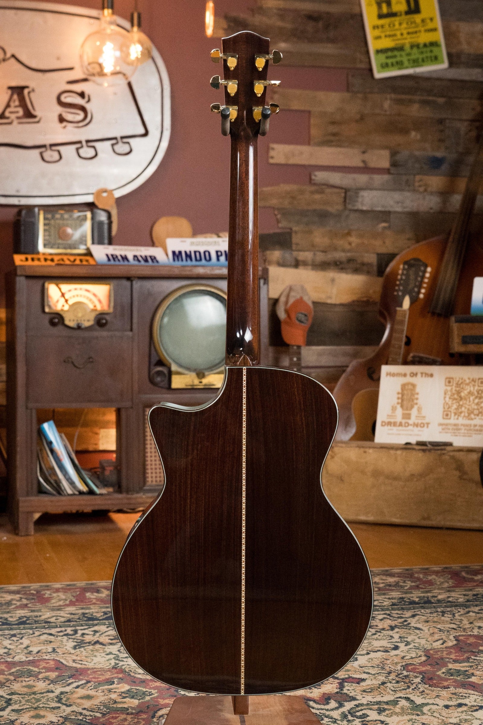 Eastman AC722CE-DF grand auditorium guitar back in Dakota Fade finish with rosewood body and decorative neck stripes. - Eastman AC722CE-DF European Spruce/Rosewood Dakota Fade Finish Grand Auditorium w/ LR Baggs Pickup #6872 - Default Title
