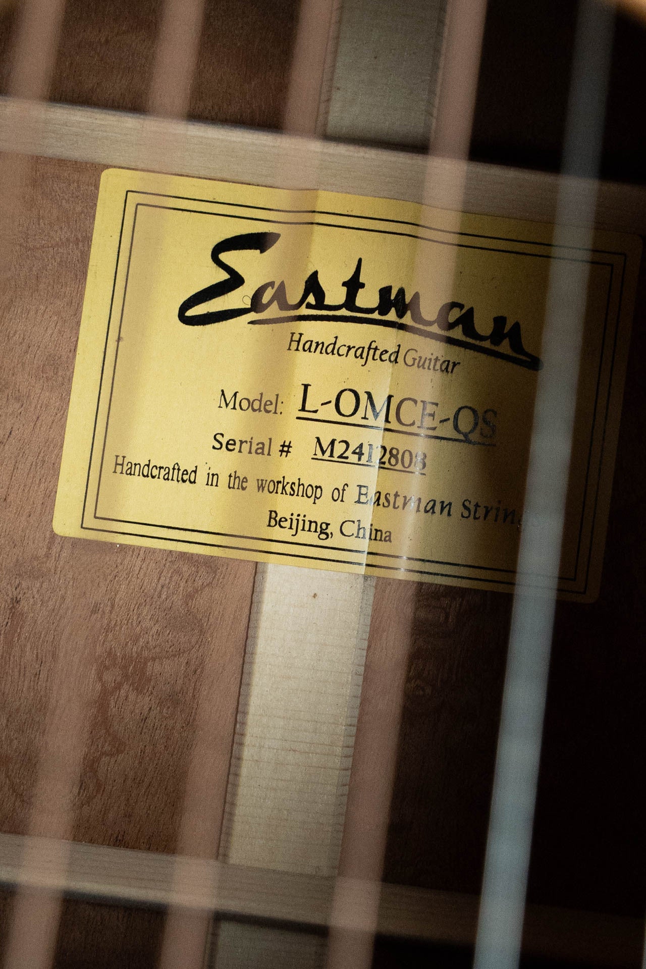 Eastman L-OMCE-QS Luthier Series Cutaway European Spruce/Quilted Sapele Orchestra Model Guitar w/LR Baggs Pickup #2808