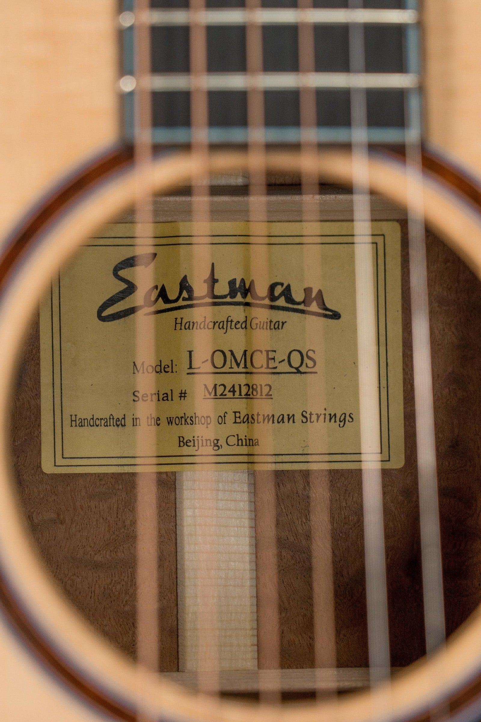 Eastman L-OMCE-QS Luthier Series Cutaway European Spruce/Quilted Sapele Orchestra Model Guitar w/LR Baggs Pickup #2812