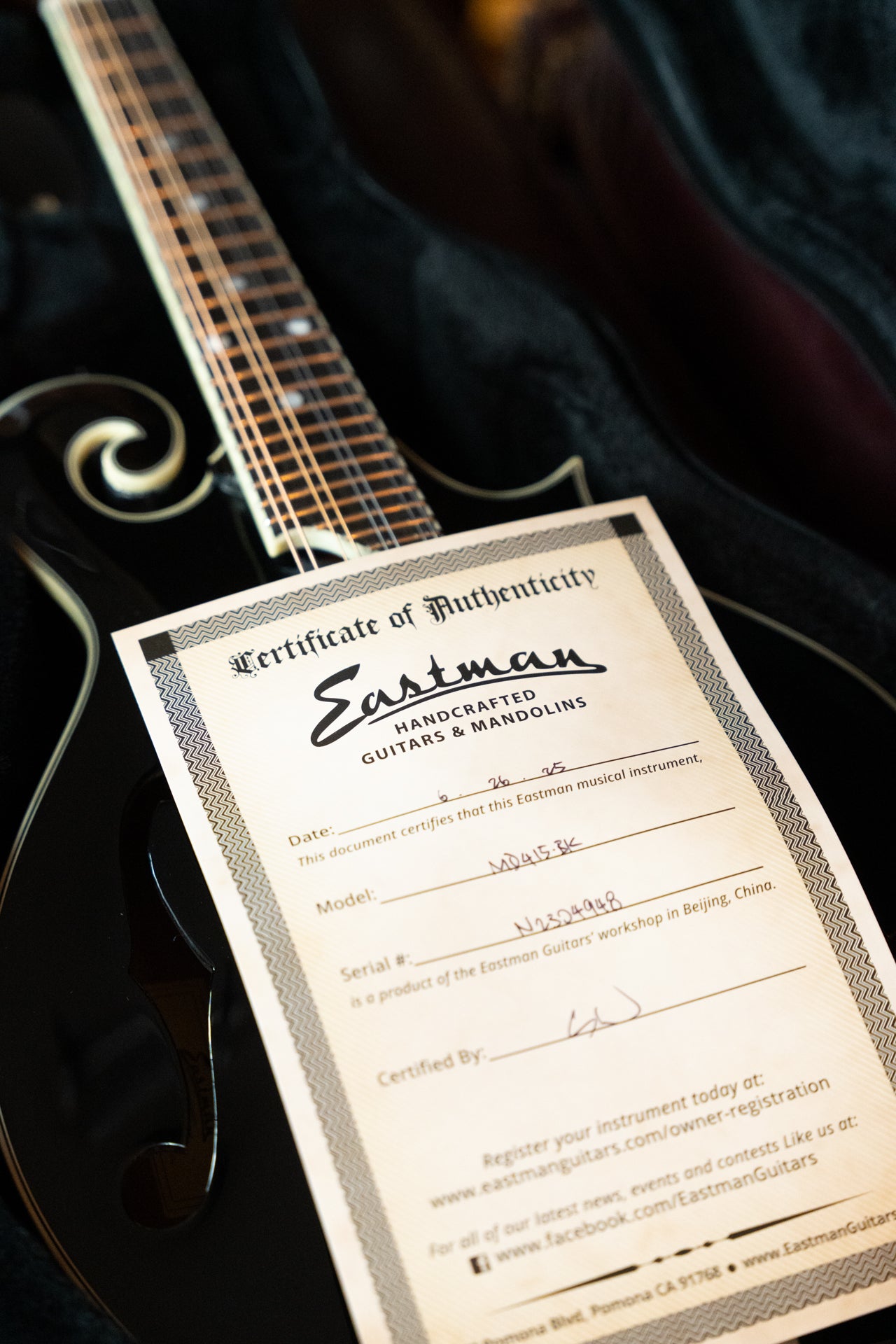 Eastman MD415-BK Black Top F-Style Mandolin #4948