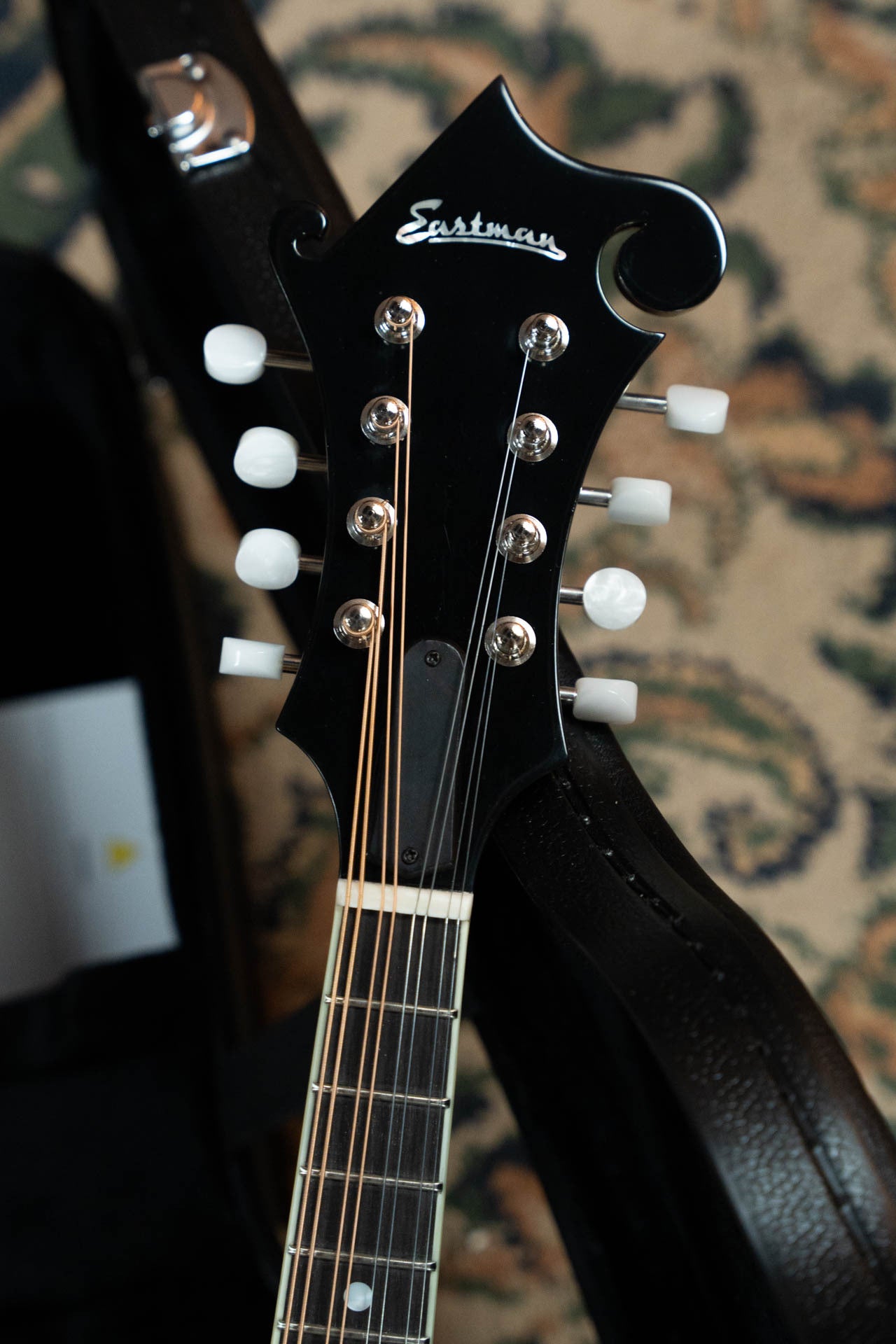 Eastman MD514-BK-LTD Limited All Solid Adirondack/Maple F-Style Black Top Mandolin w/Oval Hole #5580