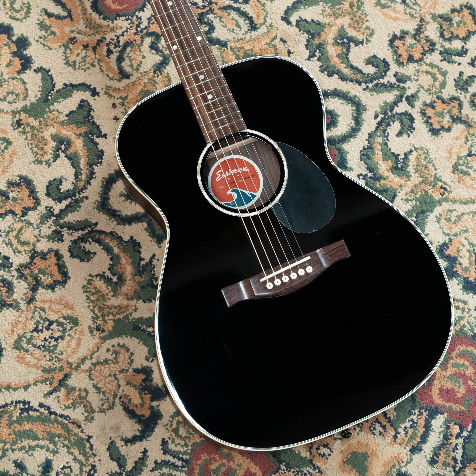Eastman PCH2-OM-BK Solid Thermo-Cured Sitka/Laminated Rosewood Orchestra Model Gloss Black Top Acoustic Guitar #1077